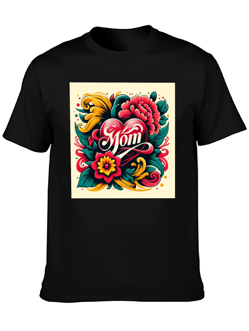 Mom Floral Heart Graphic T-Shirt