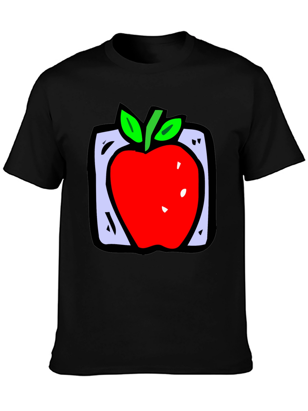 Apple Graphic Black T-Shirt - Fun Fruit Design