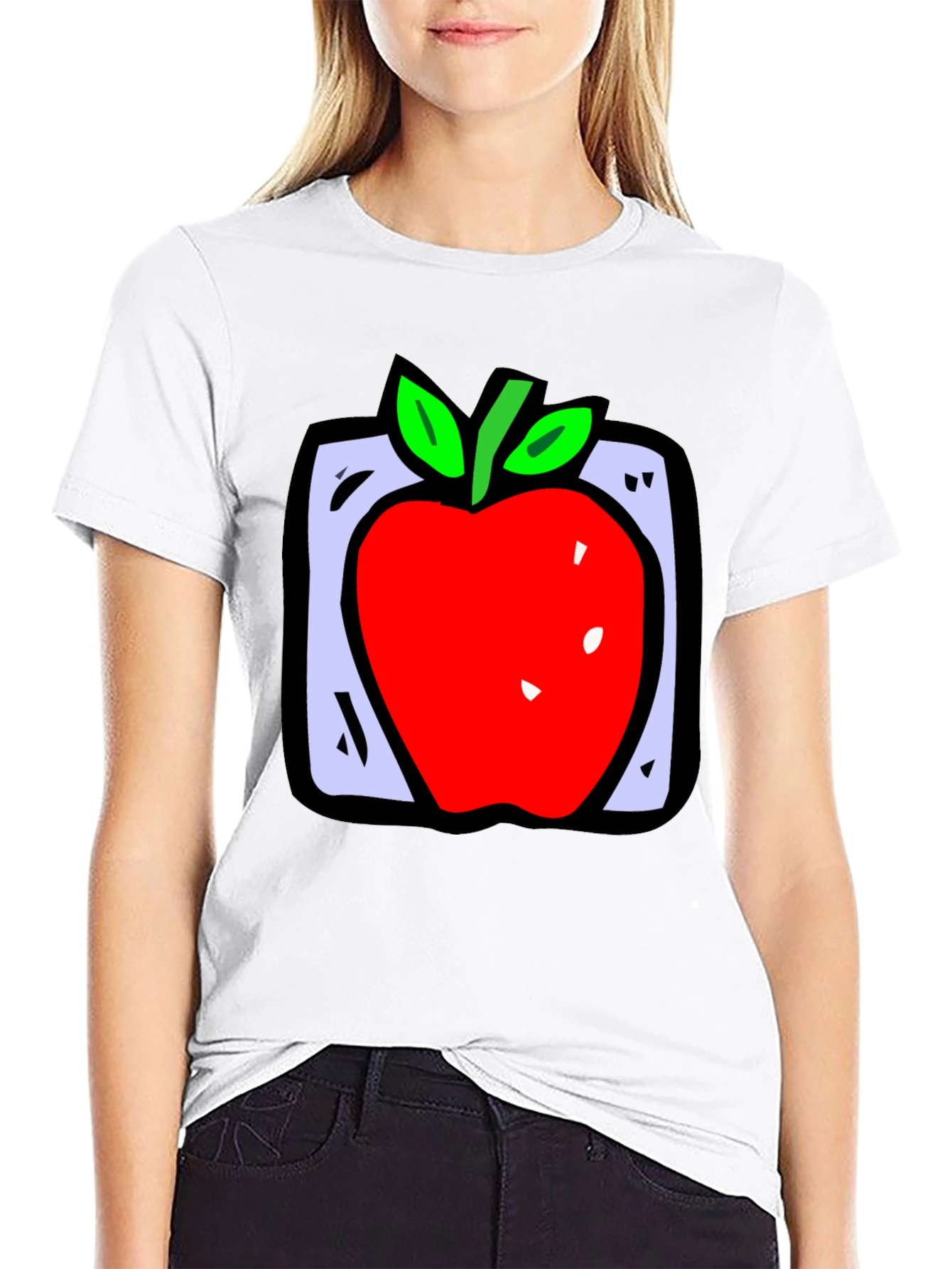 Apple Graphic Black T-Shirt - Fun Fruit Design