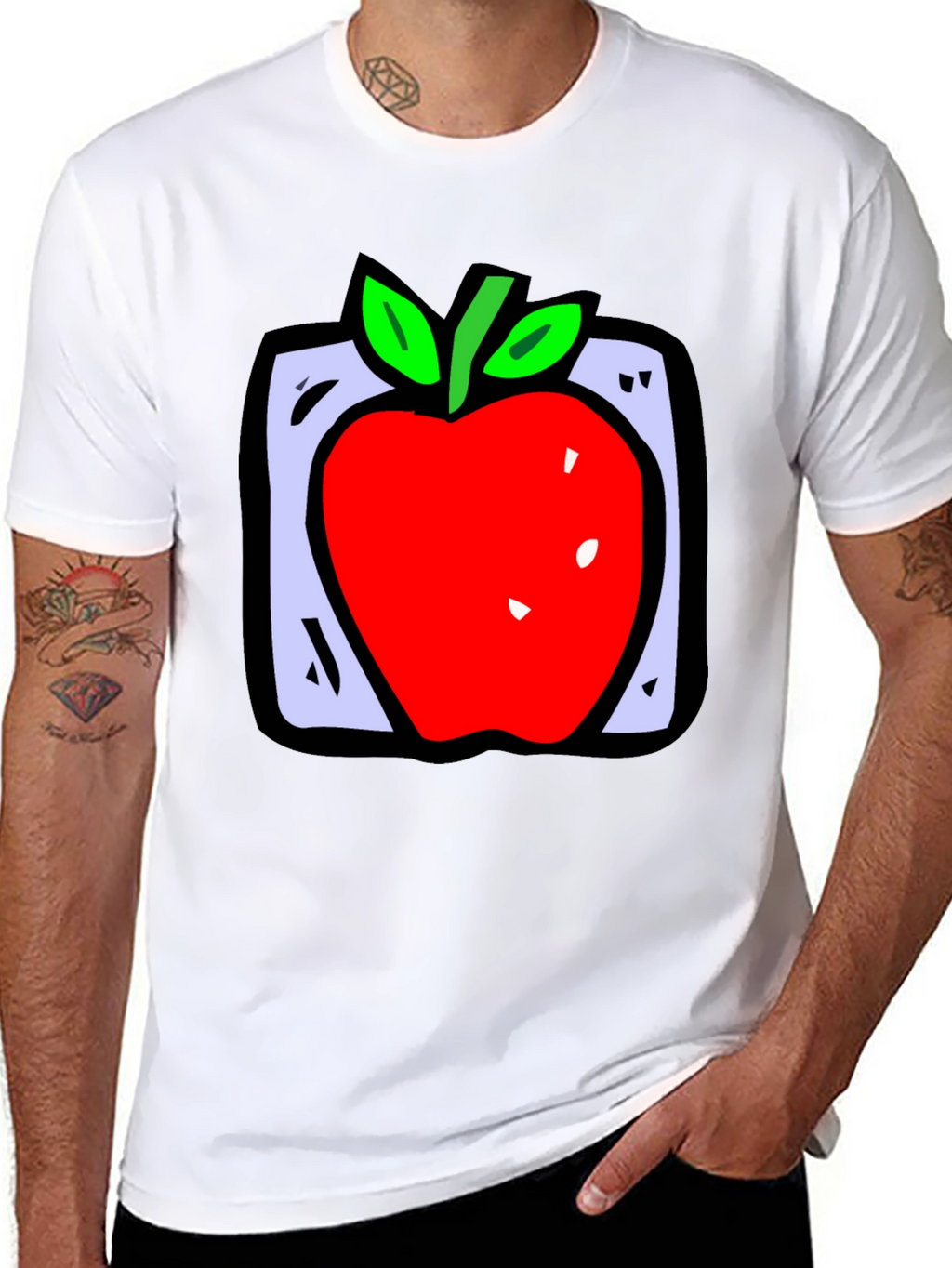 Apple Graphic Black T-Shirt - Fun Fruit Design