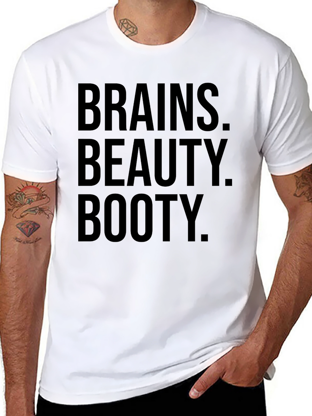 Brains Beauty Booty Graphic T-Shirt