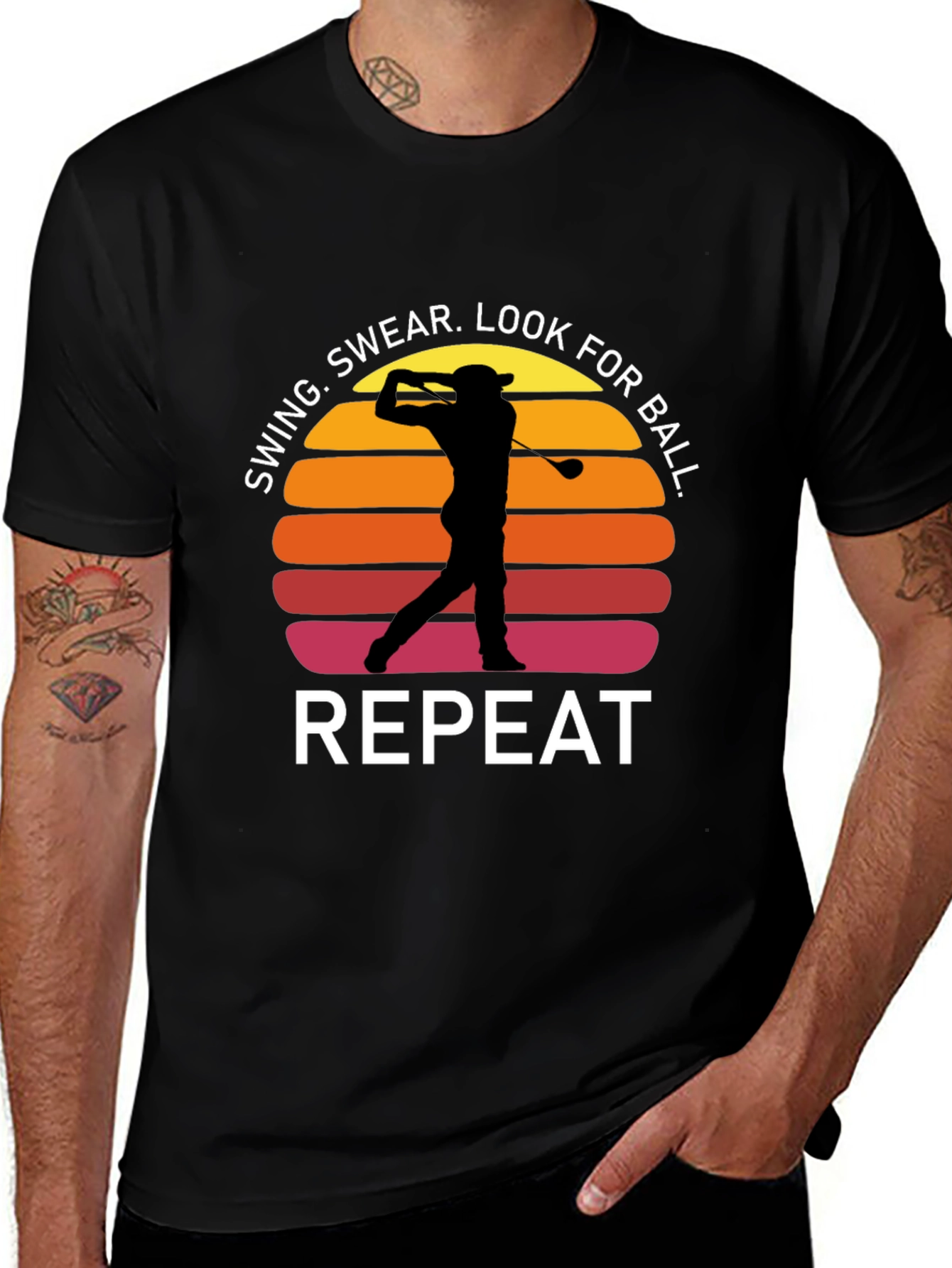 Golf Swing Repeat T-Shirt - Funny Golfer Tee
