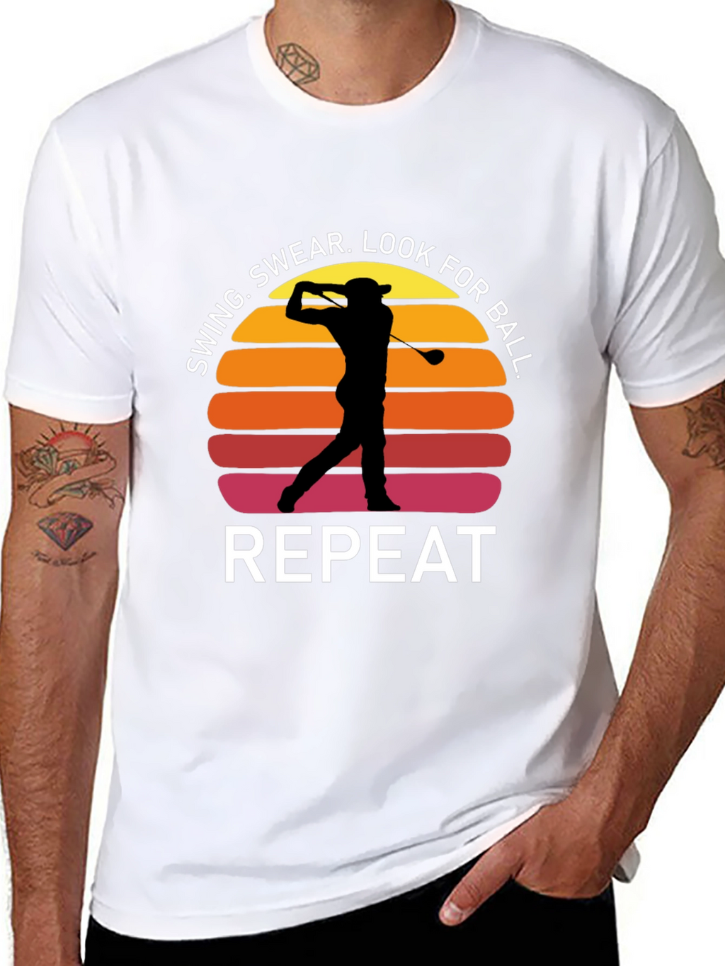 Golf Swing Repeat T-Shirt - Funny Golfer Tee