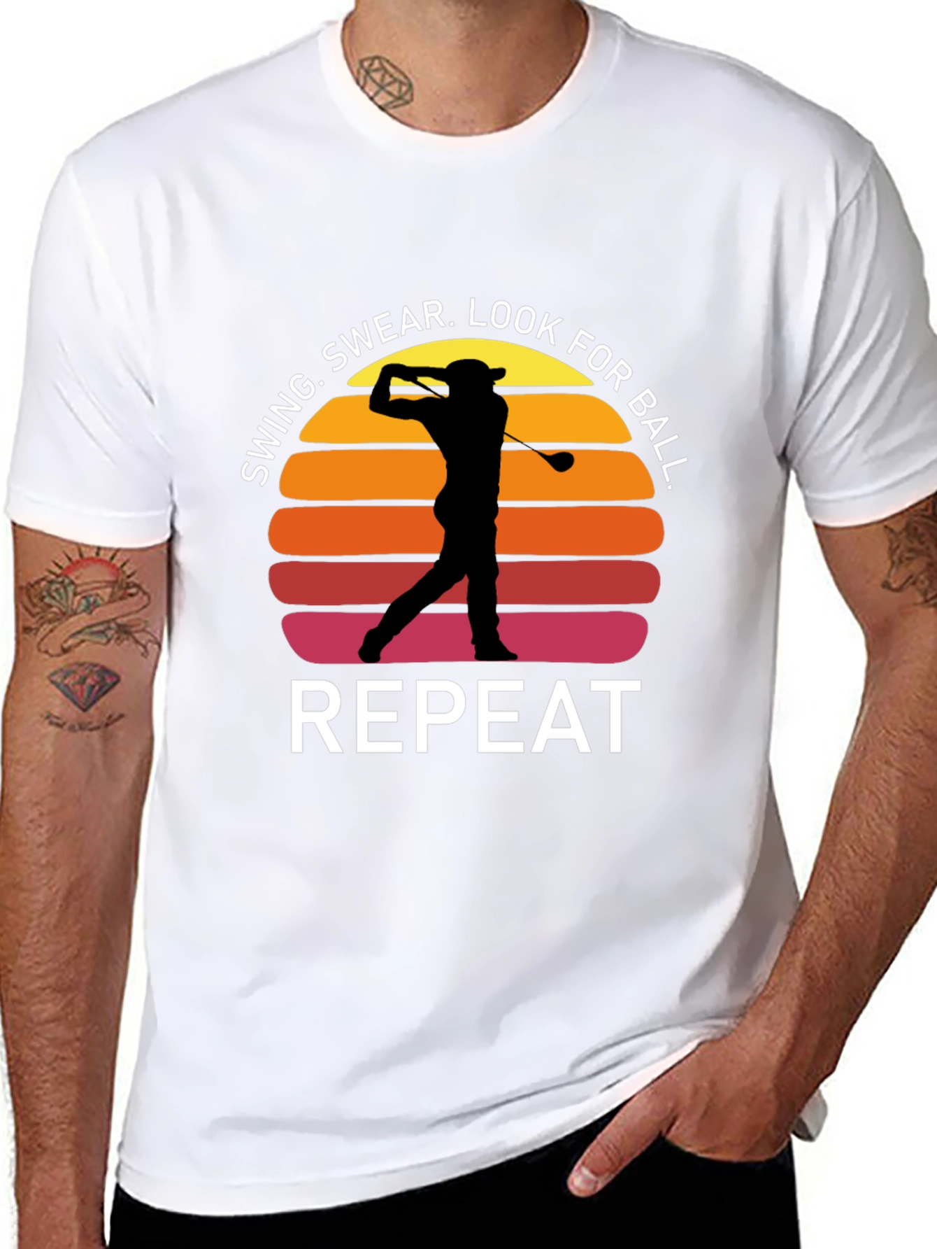 Golf Swing Repeat T-Shirt - Funny Golfer Tee