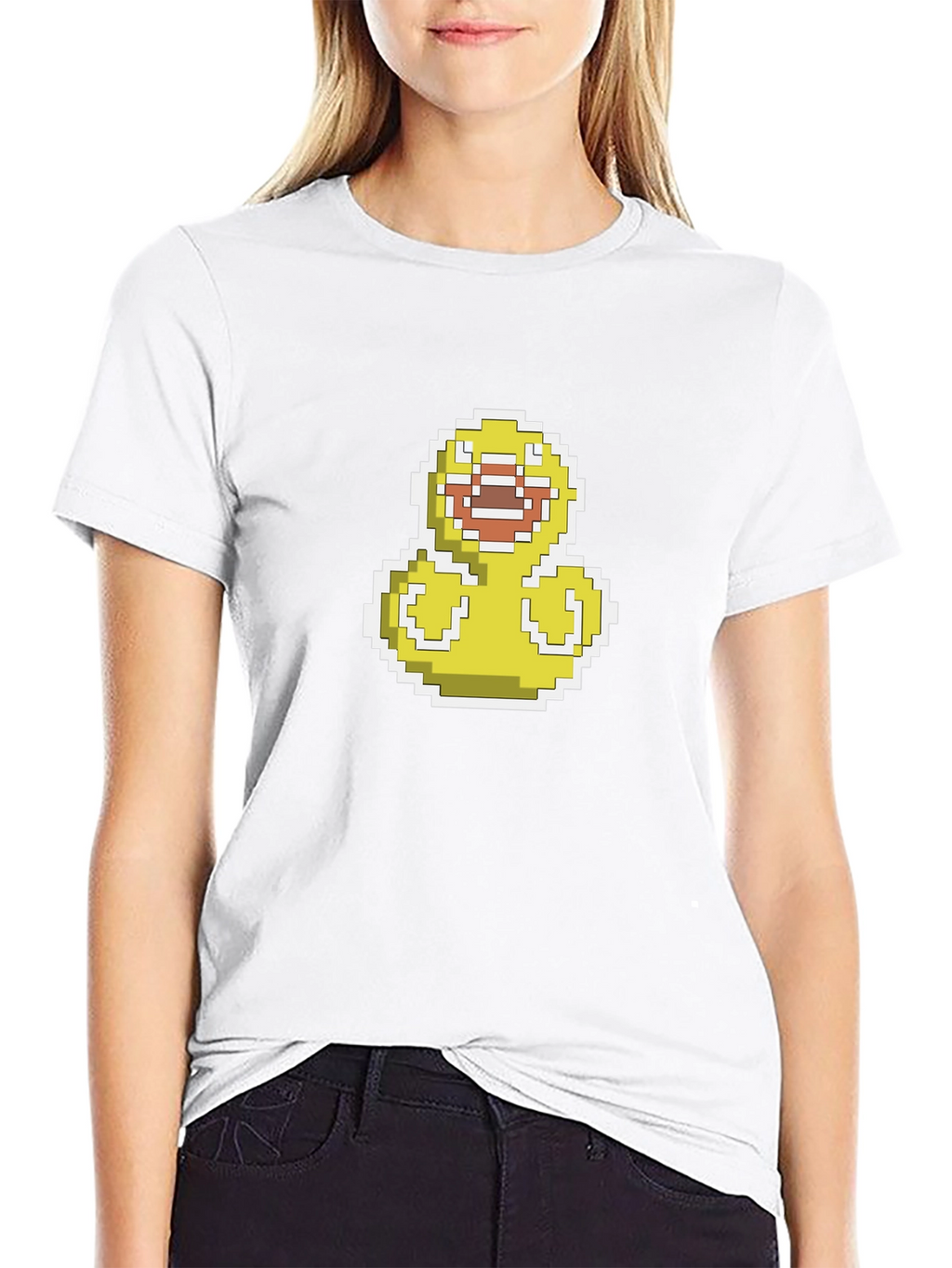 Pixel Duck Graphic Black T-Shirt - Casual Style