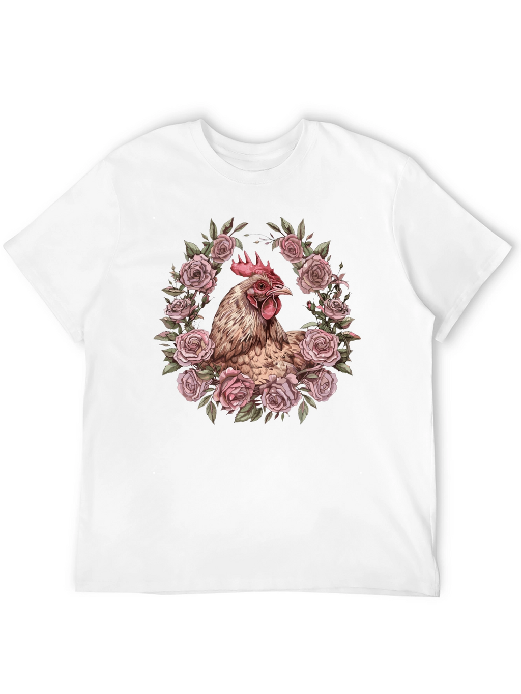 Chicken in Roses Graphic T-Shirt - Black