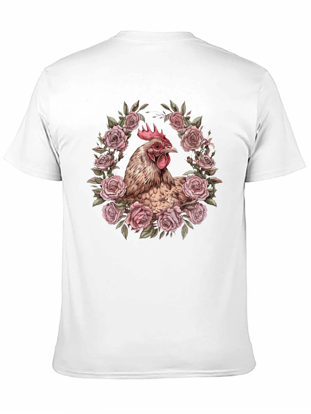 Chicken in Roses Graphic T-Shirt - Black