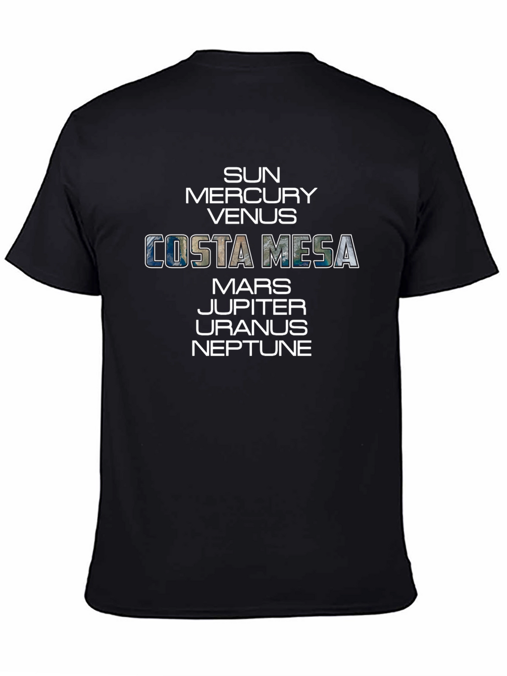 Costa Mesa Planets Graphic Tee - Unisex Black T-Shirt