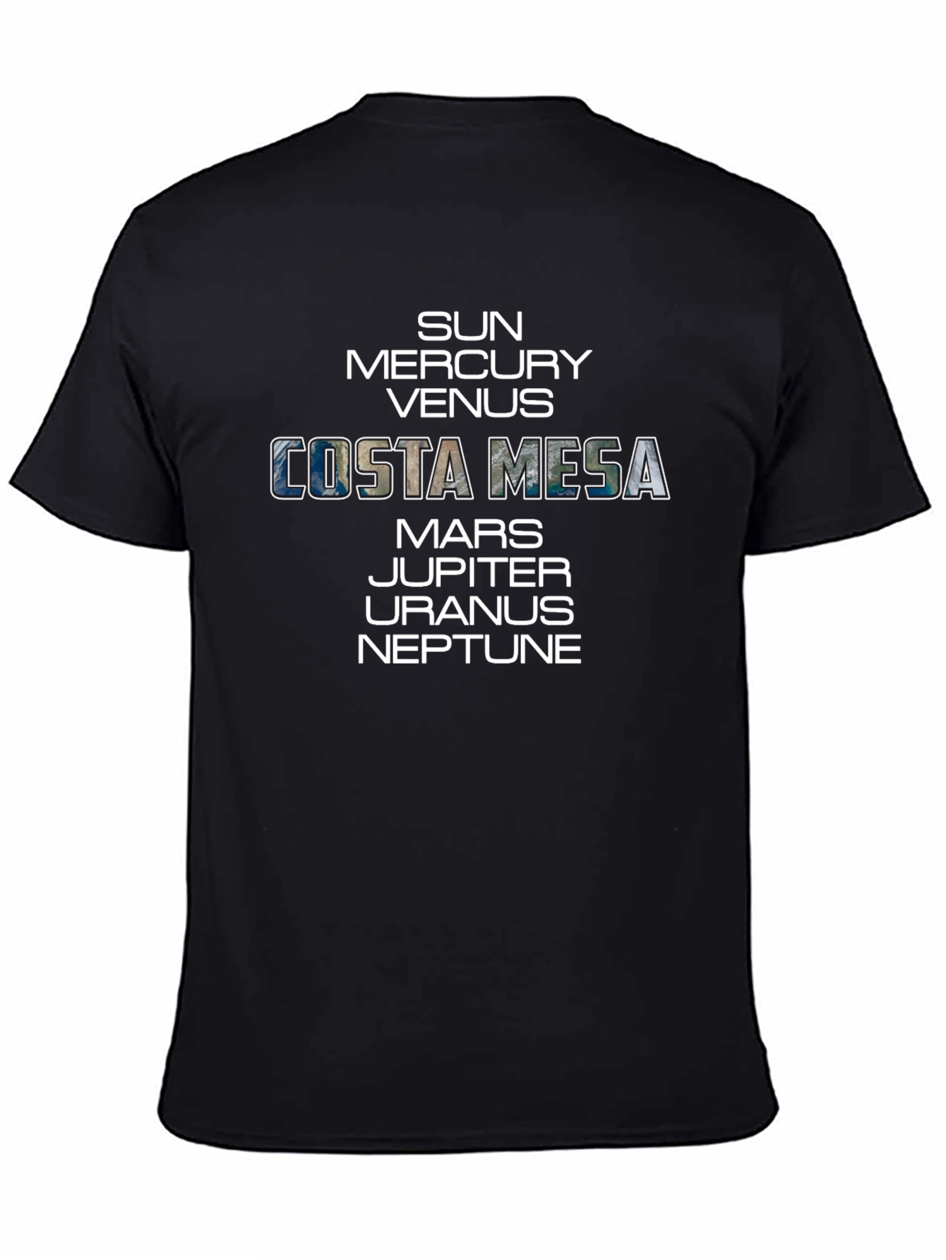 Costa Mesa Planets Graphic Tee - Unisex Black T-Shirt