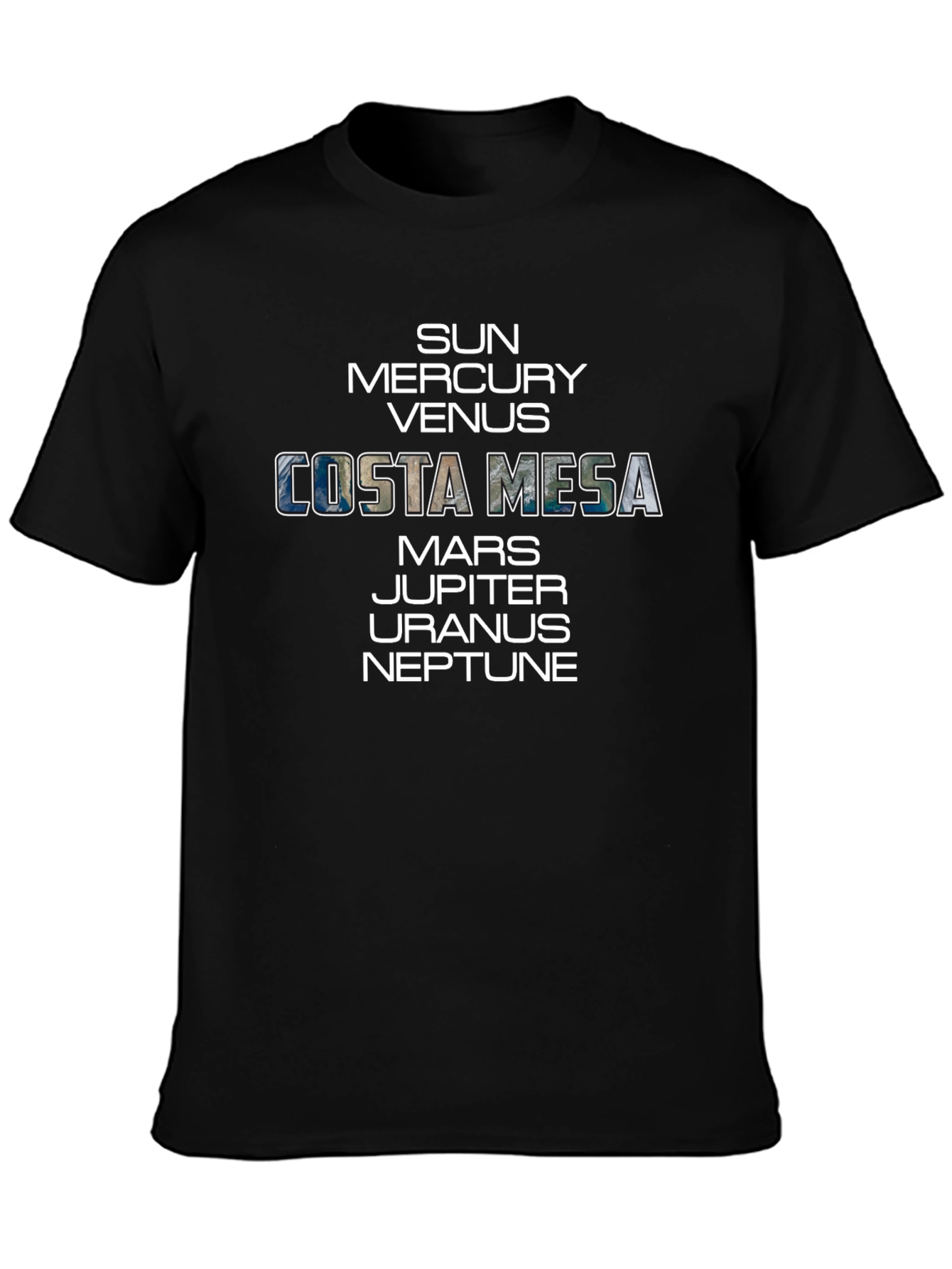Costa Mesa Planets Graphic Tee - Unisex Black T-Shirt