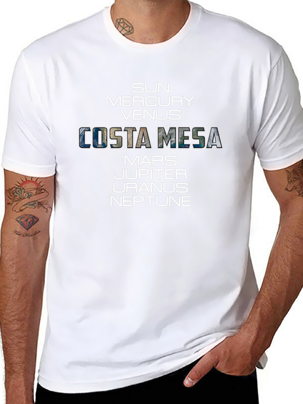 Costa Mesa Planets Graphic Tee - Unisex Black T-Shirt