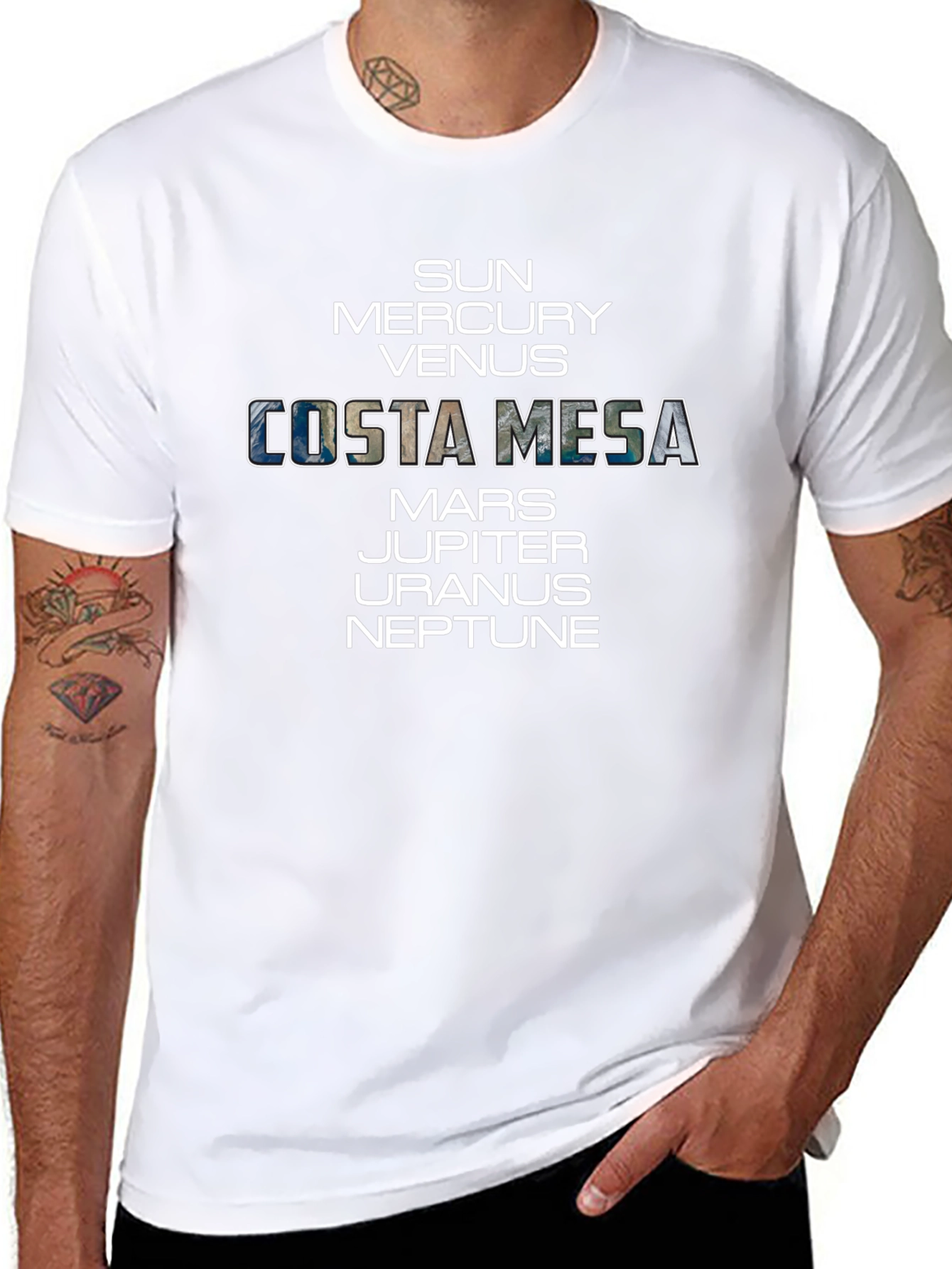 Costa Mesa Planets Graphic Tee - Unisex Black T-Shirt