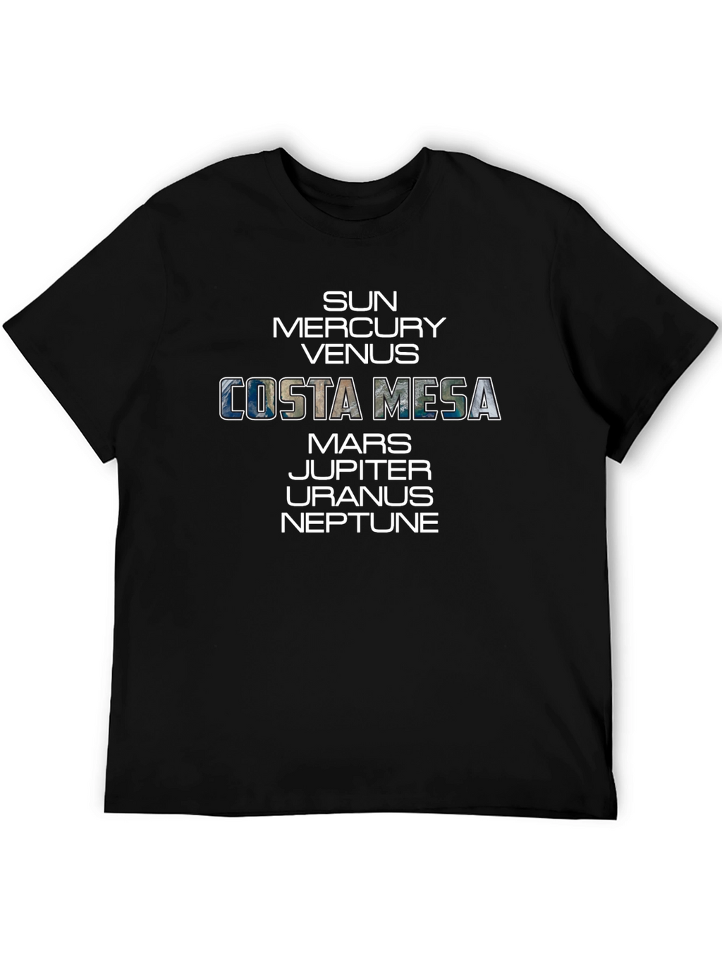 Costa Mesa Planets Graphic Tee - Unisex Black T-Shirt