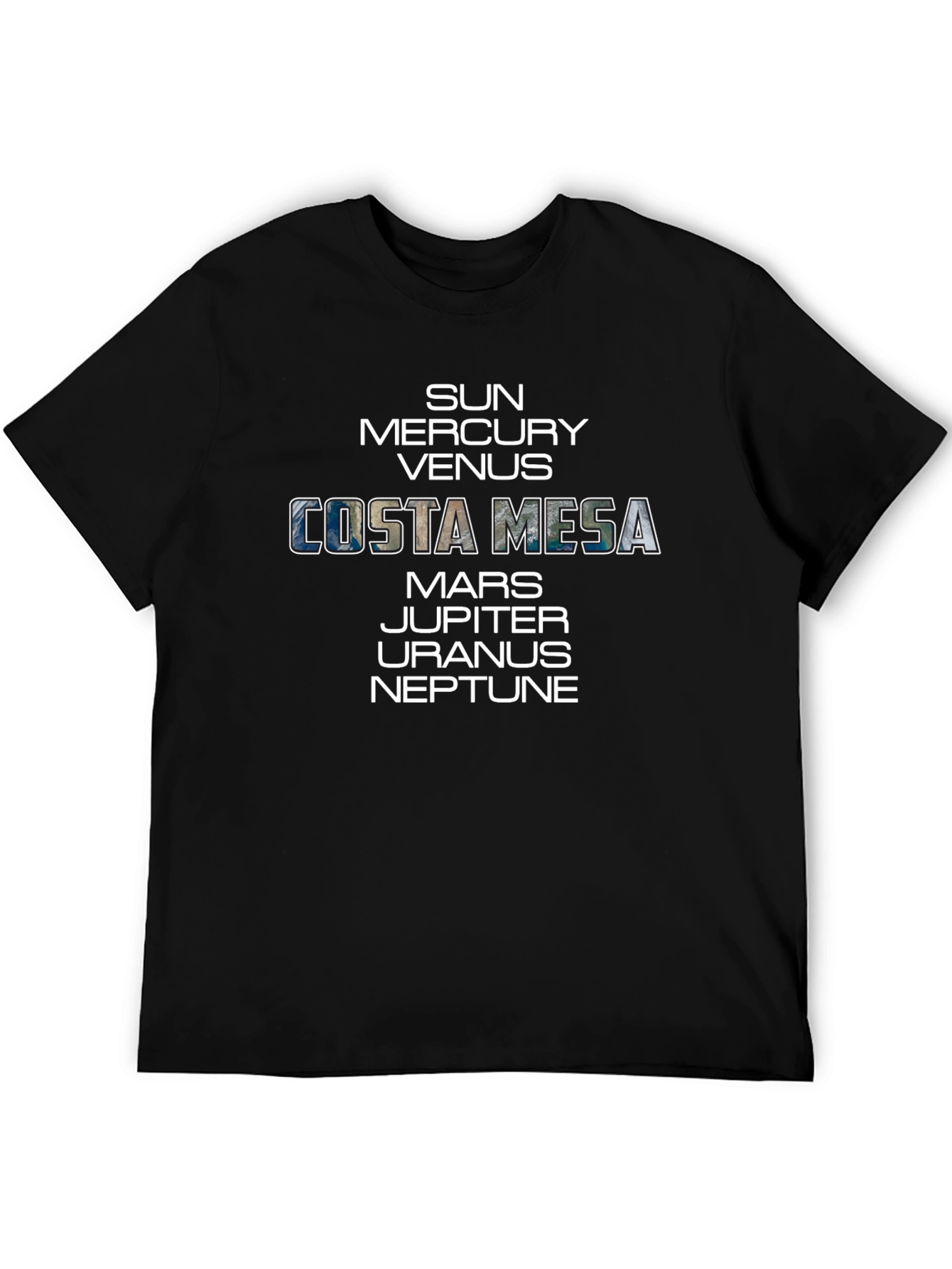 Costa Mesa Planets Graphic Tee - Unisex Black T-Shirt