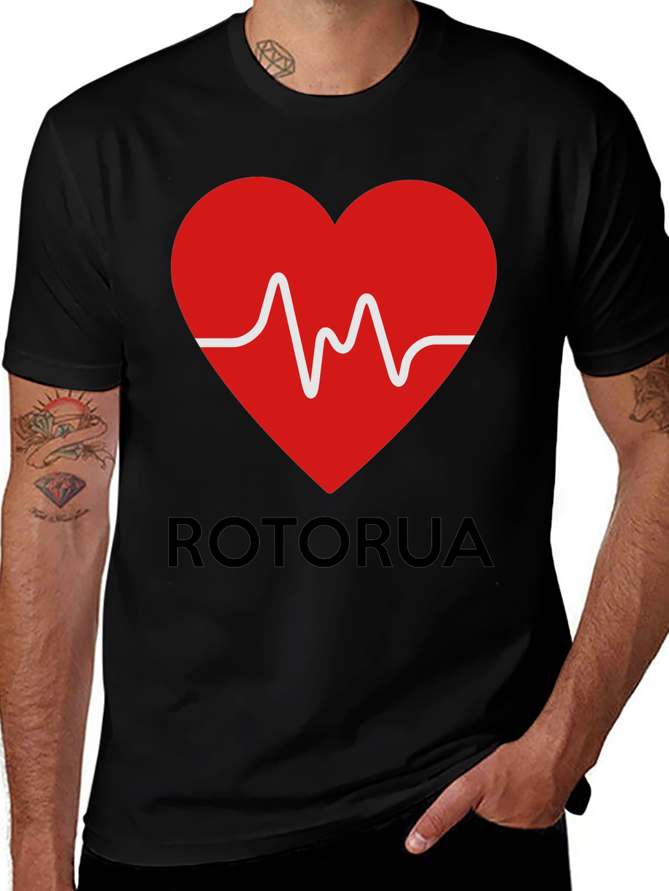 Rotorua Heartbeat T-Shirt - Black