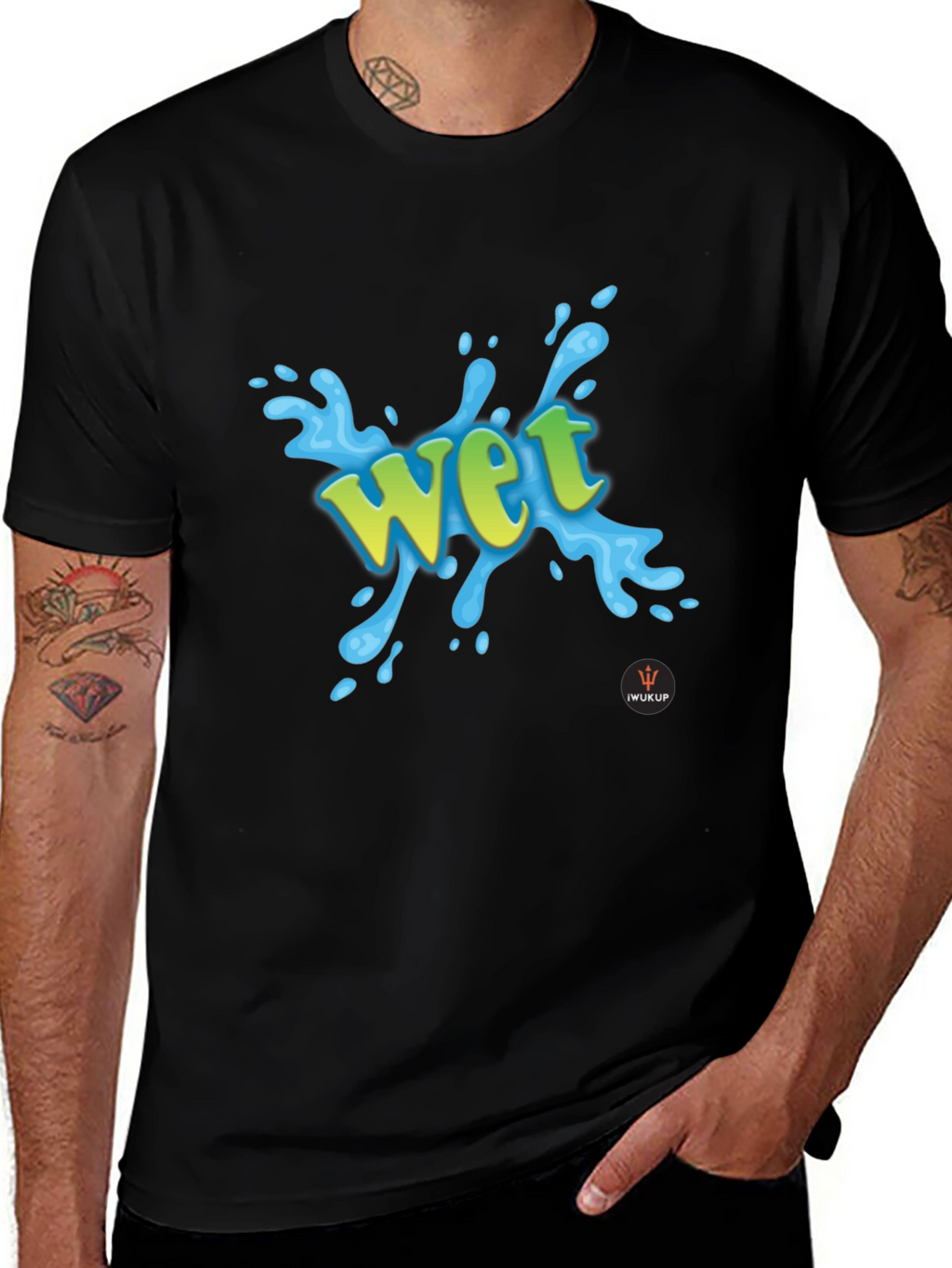 Wet Graphic Print Black T-Shirt
