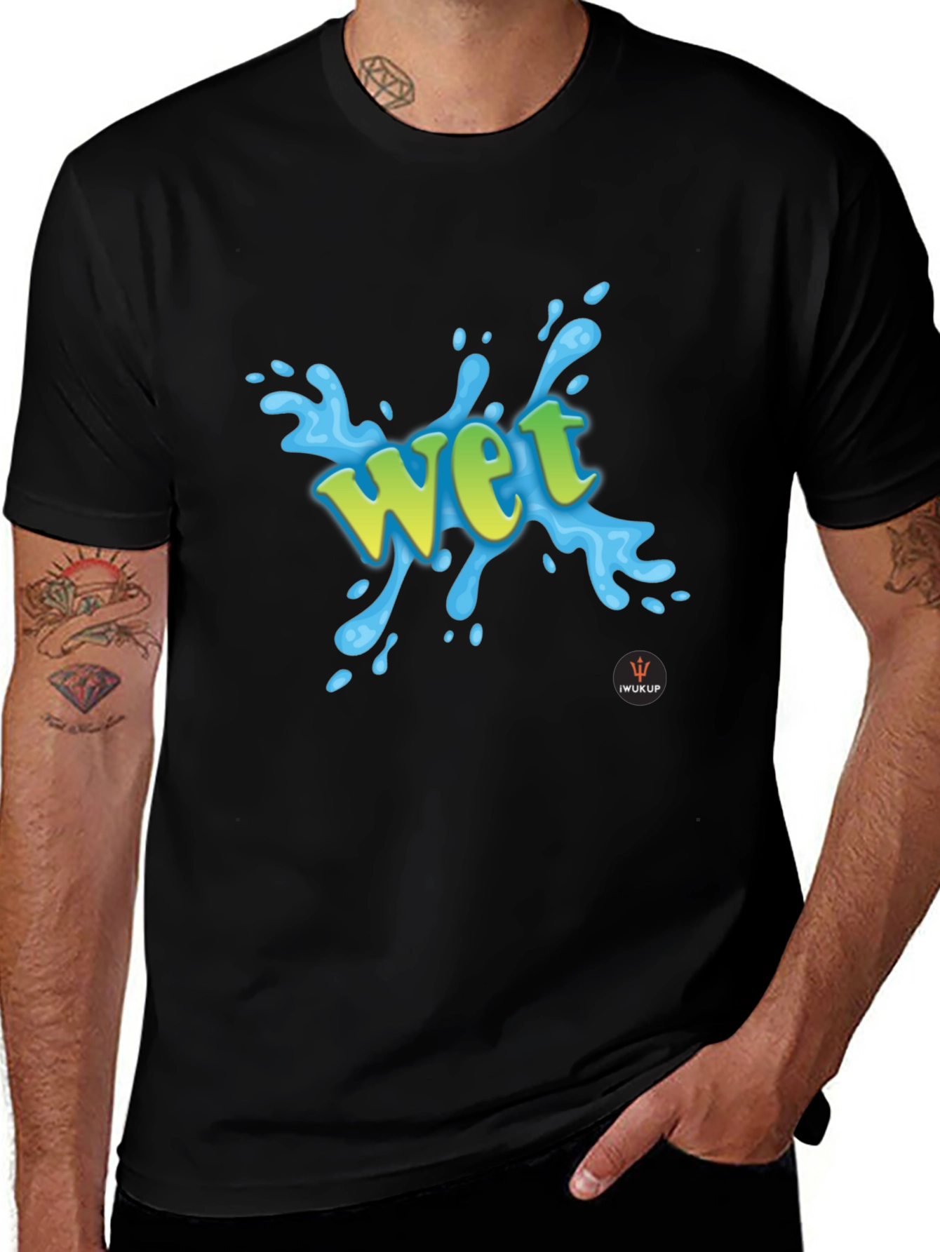 Wet Graphic Print Black T-Shirt