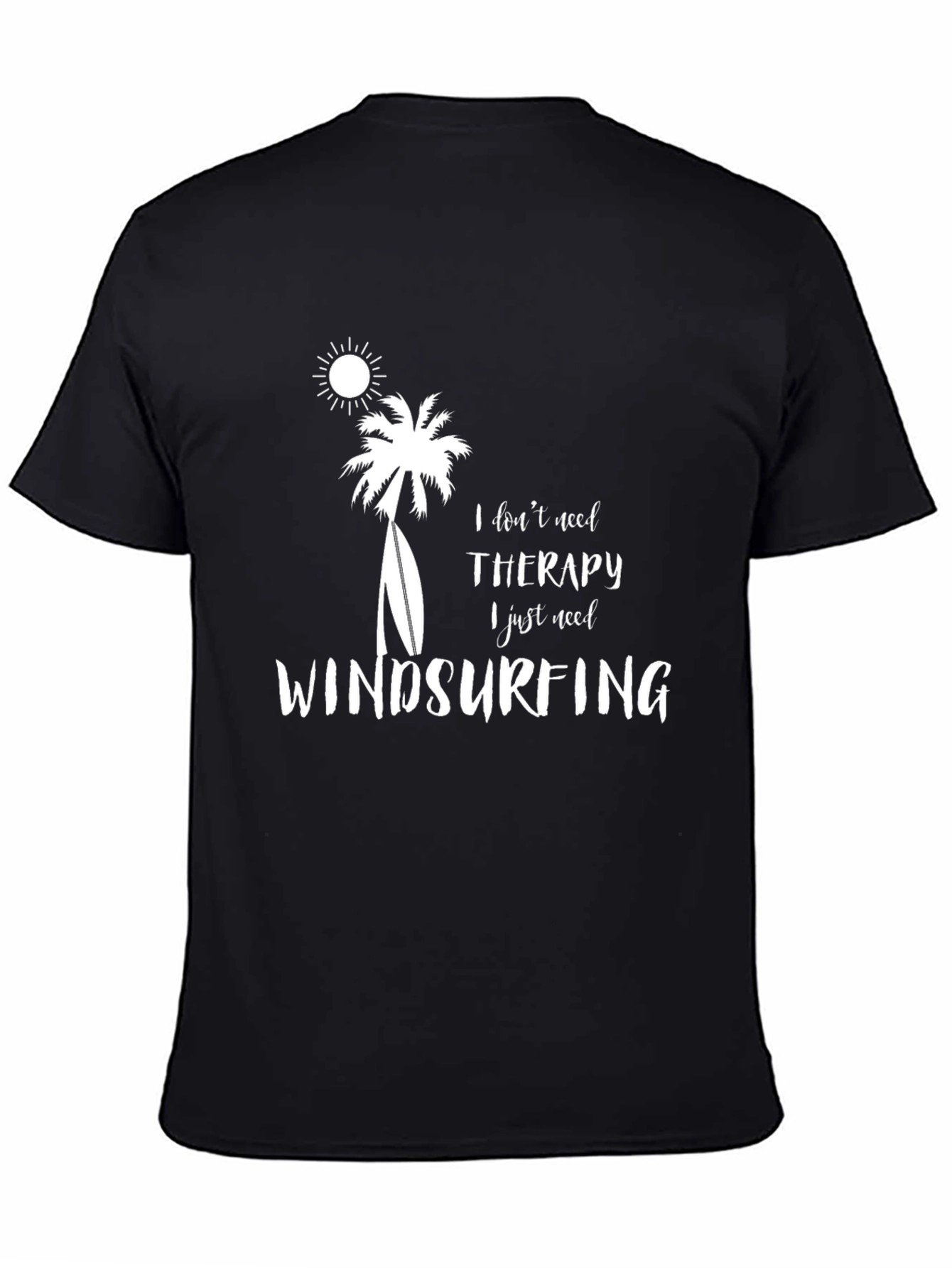 Windsurfing Therapy T-Shirt - Black Cotton Tee