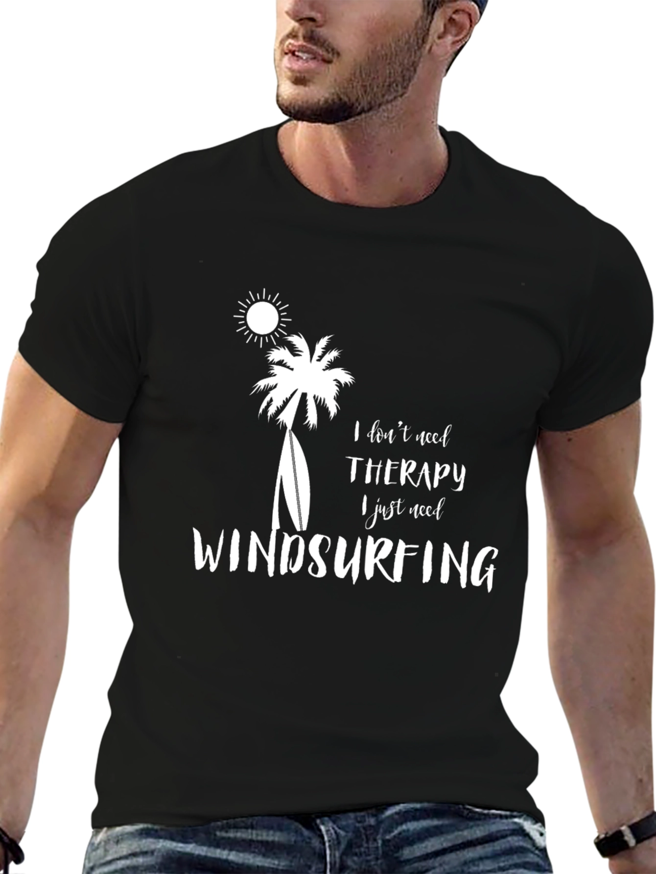 Windsurfing Therapy T-Shirt - Black Cotton Tee