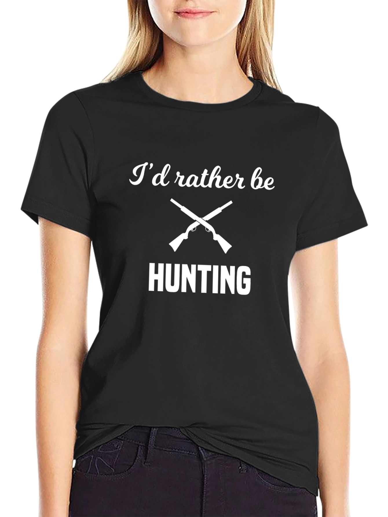 Id Rather Be Hunting Black T-Shirt