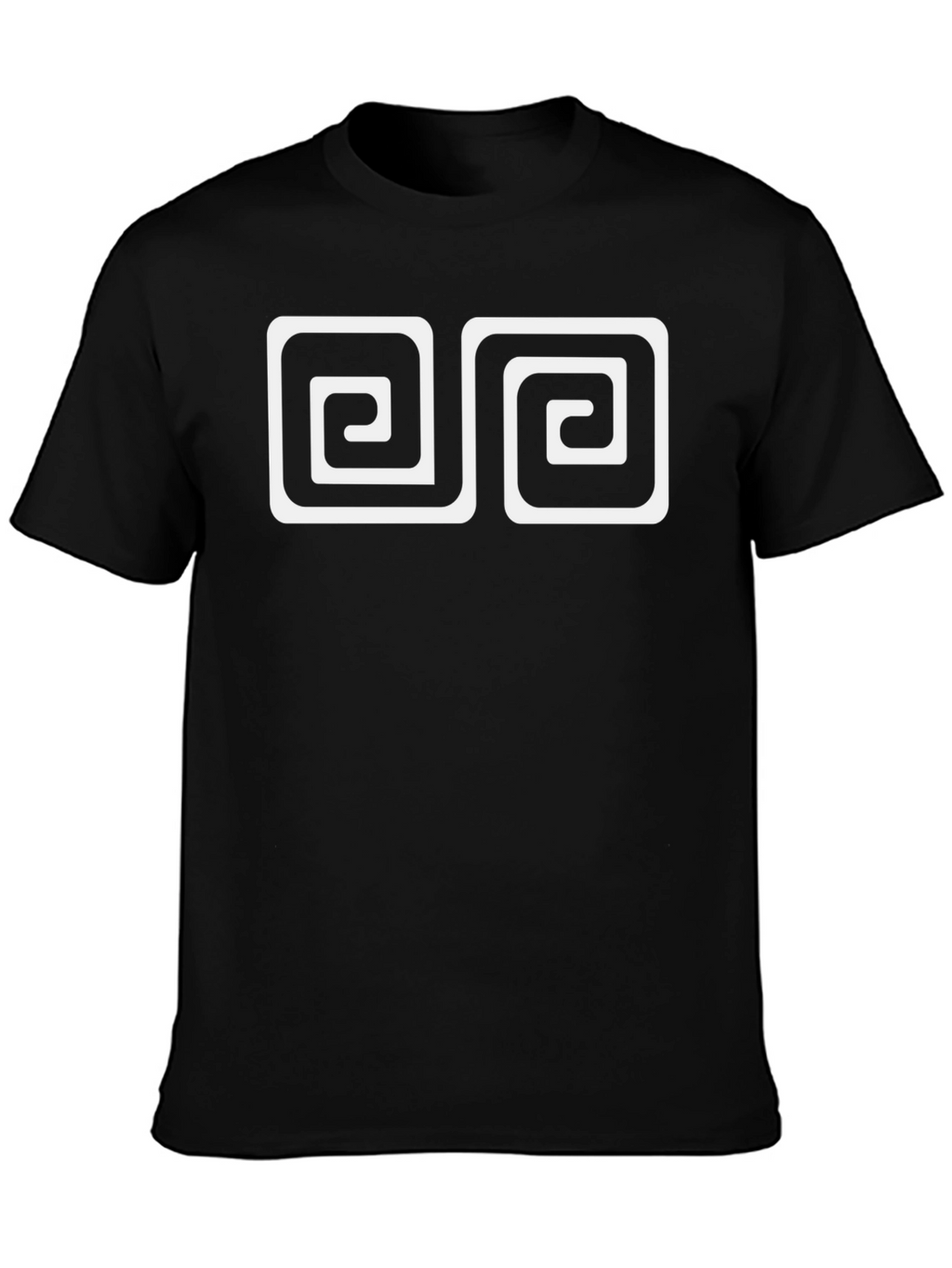 Geometric Spiral Design Black Cotton Tee