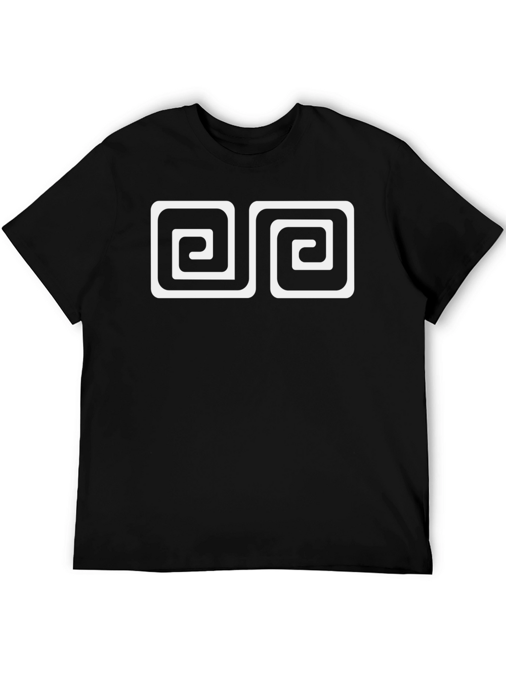 Geometric Spiral Design Black Cotton Tee