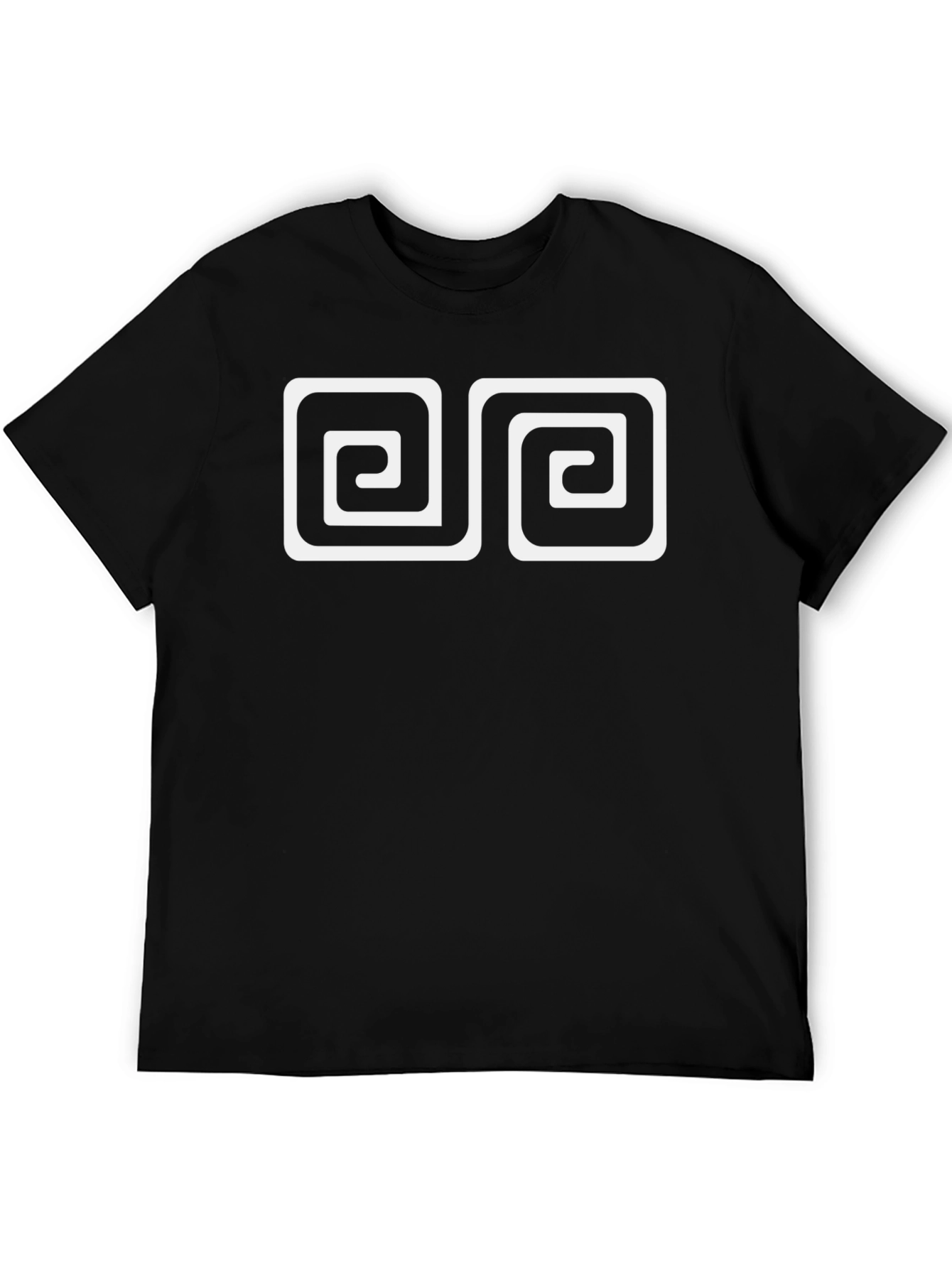 Geometric Spiral Design Black Cotton Tee