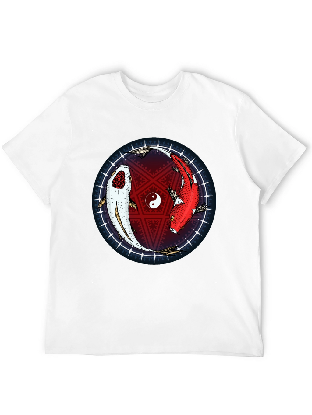 Yin Yang Koi Fish Graphic T-Shirt - Black