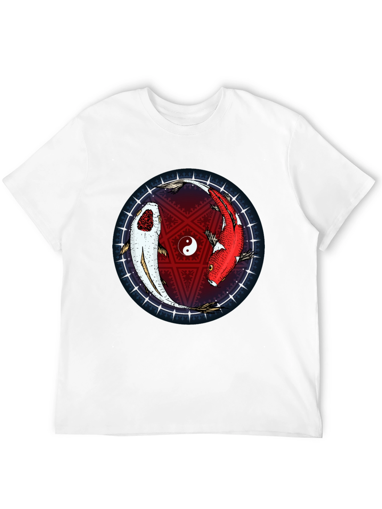 Yin Yang Koi Fish Graphic T-Shirt - Black
