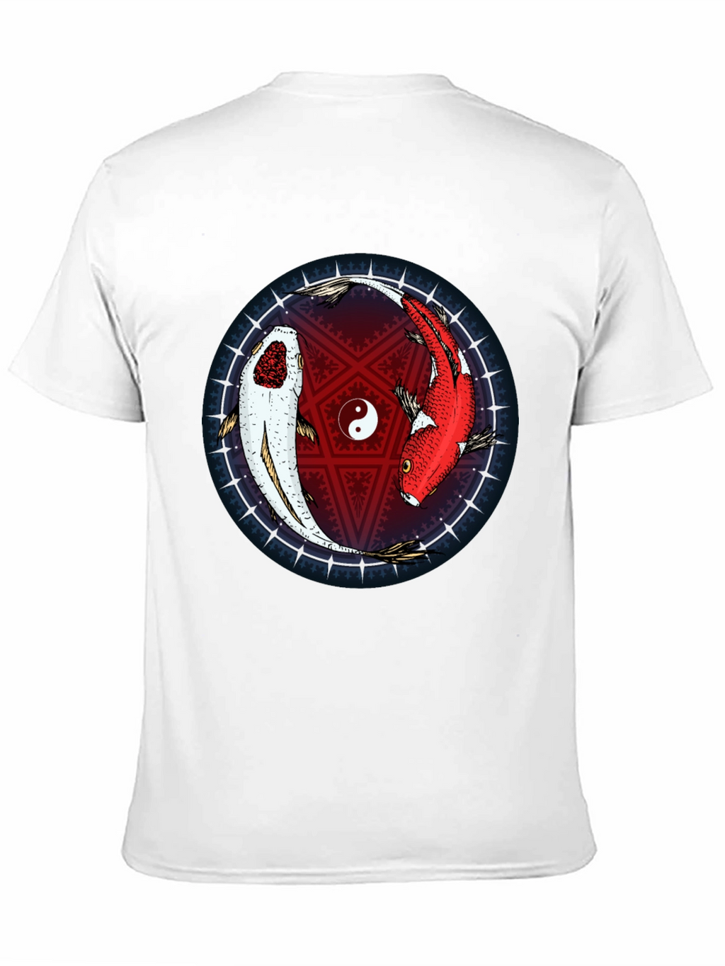 Yin Yang Koi Fish Graphic T-Shirt - Black