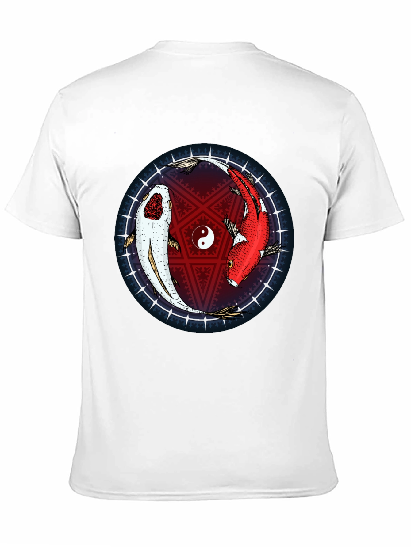 Yin Yang Koi Fish Graphic T-Shirt - Black