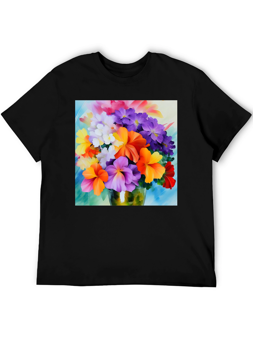Floral Bouquet Graphic Tee - Vibrant Flower Design