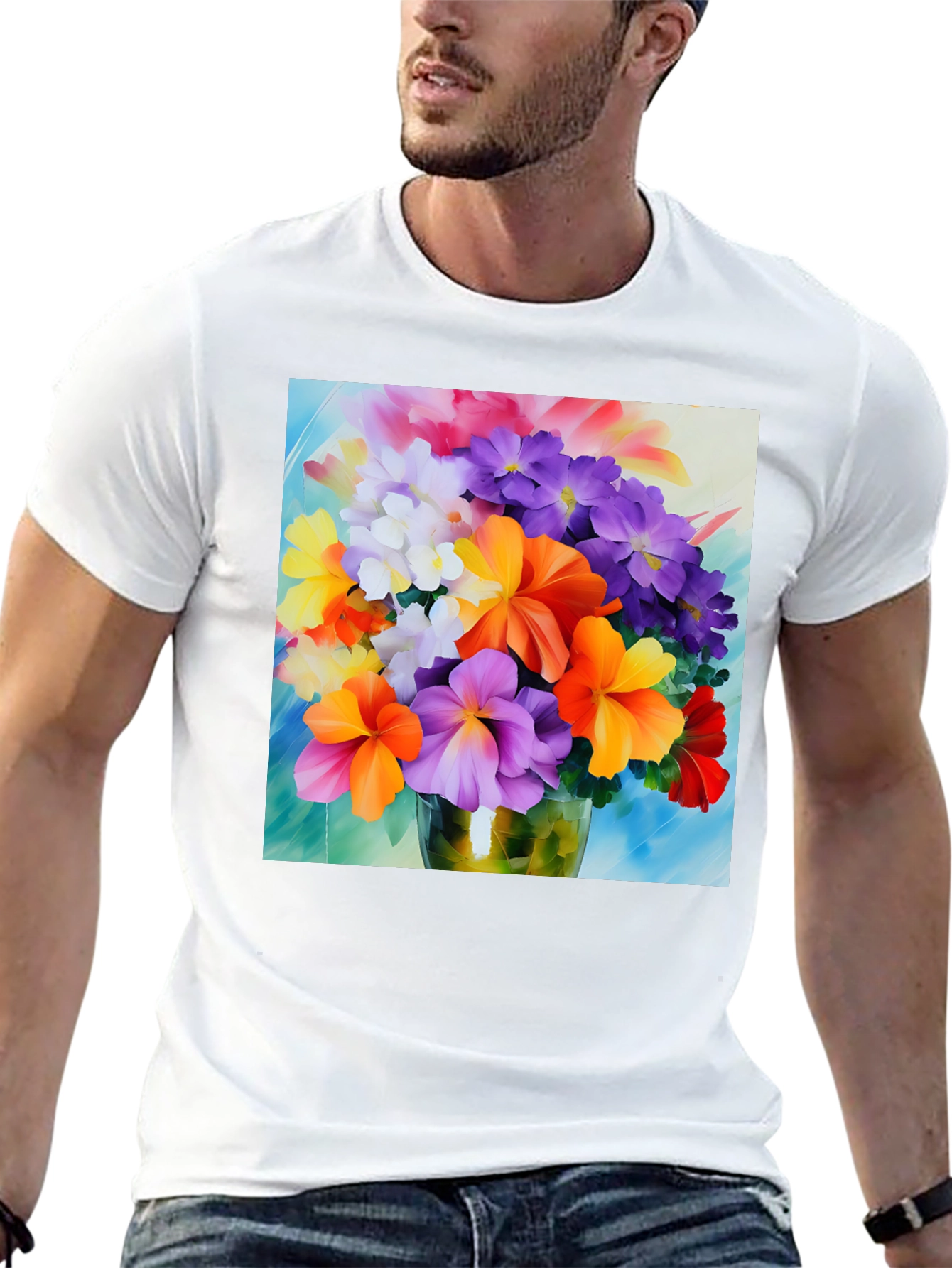 Floral Bouquet Graphic Tee - Vibrant Flower Design