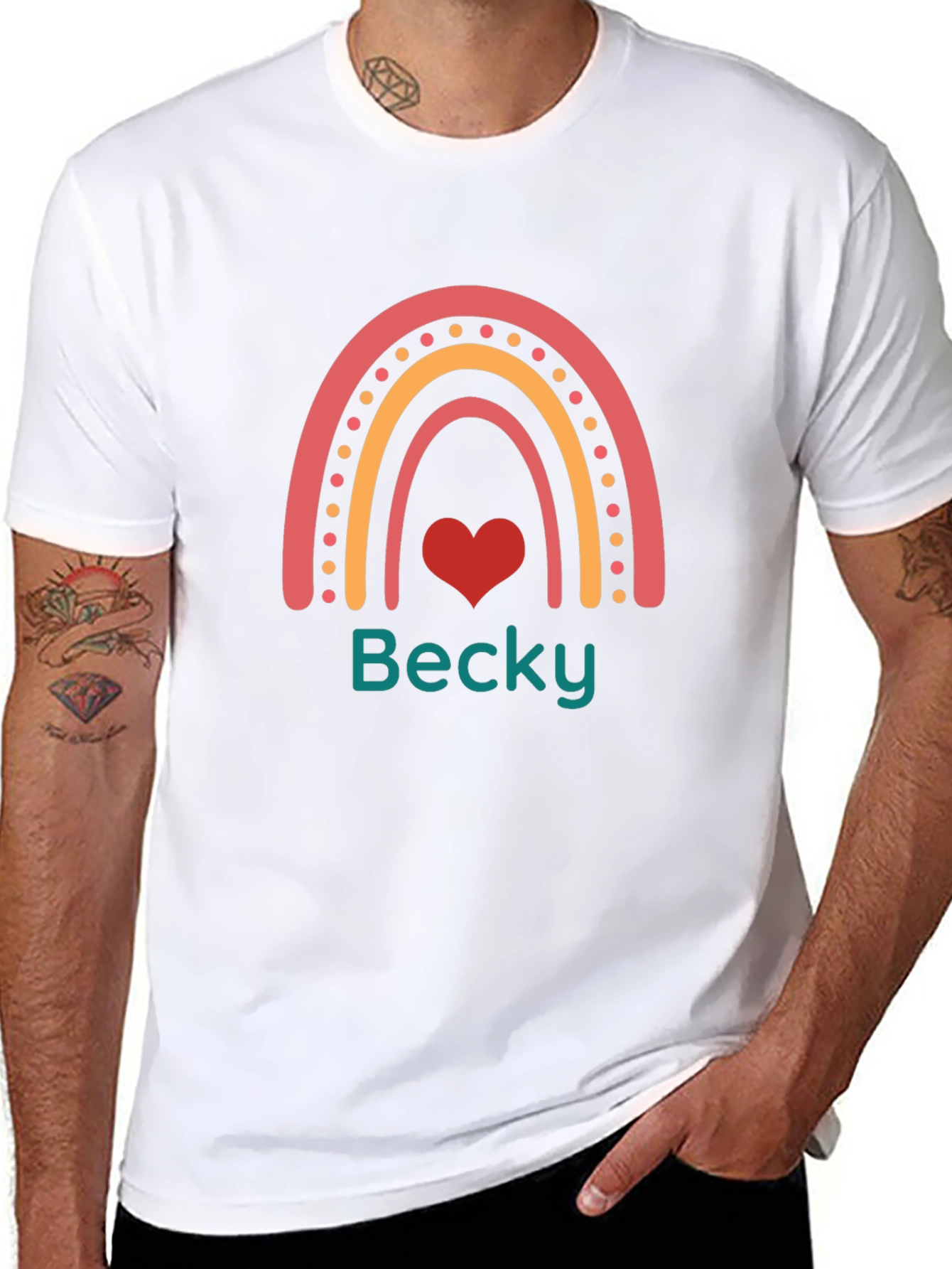 Rainbow Heart Personalized T-Shirt - Becky