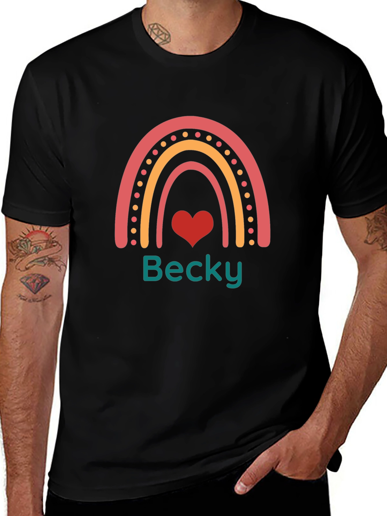 Rainbow Heart Personalized T-Shirt - Becky