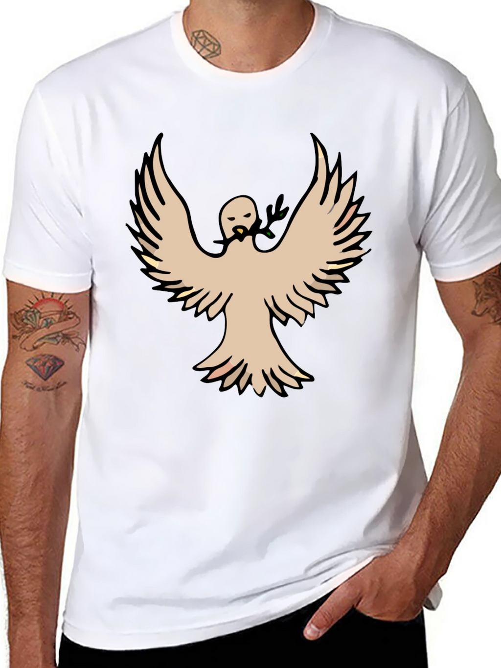 Peace Dove Graphic Tee - Black Cotton Blend