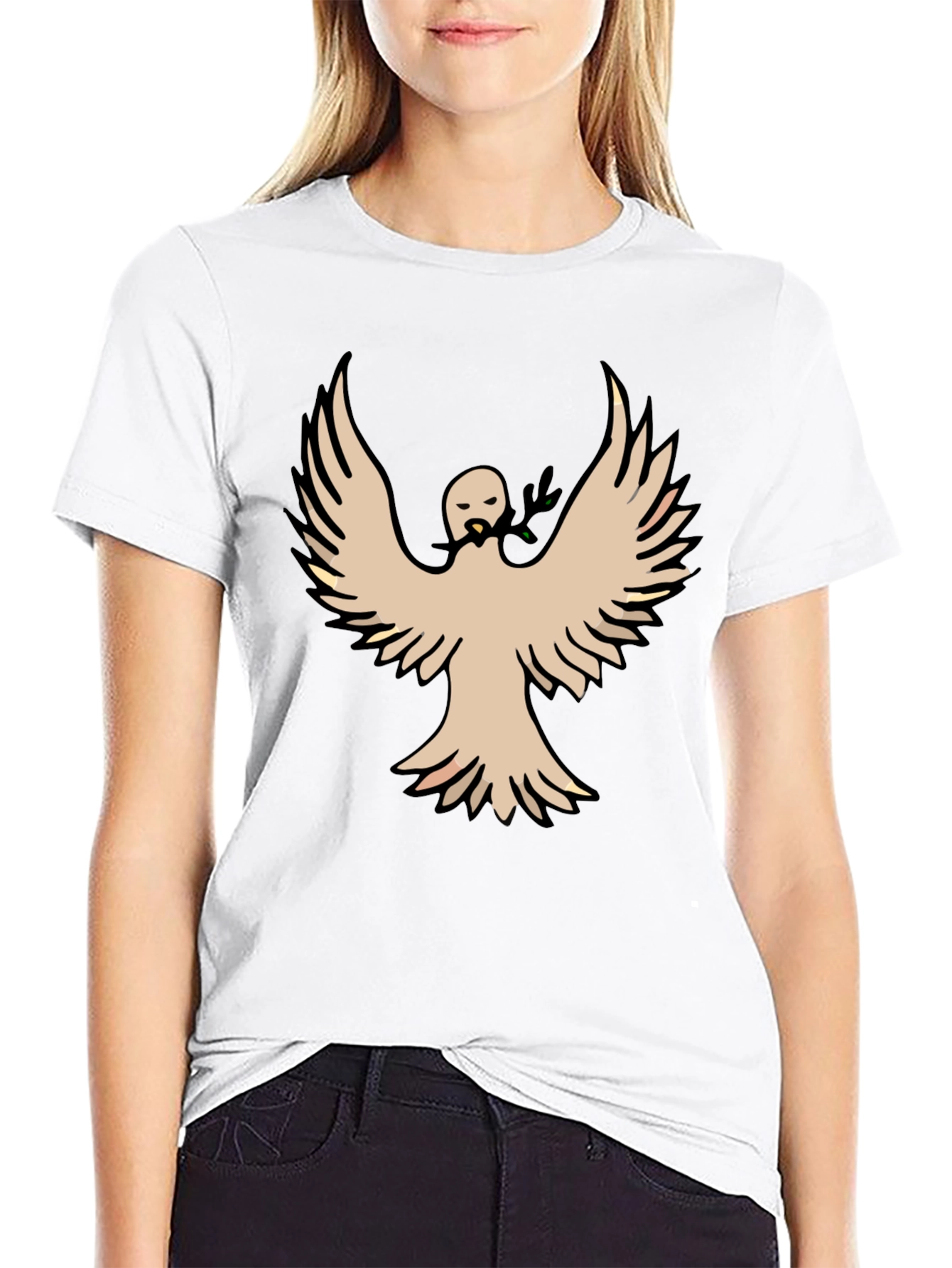 Peace Dove Graphic Tee - Black Cotton Blend