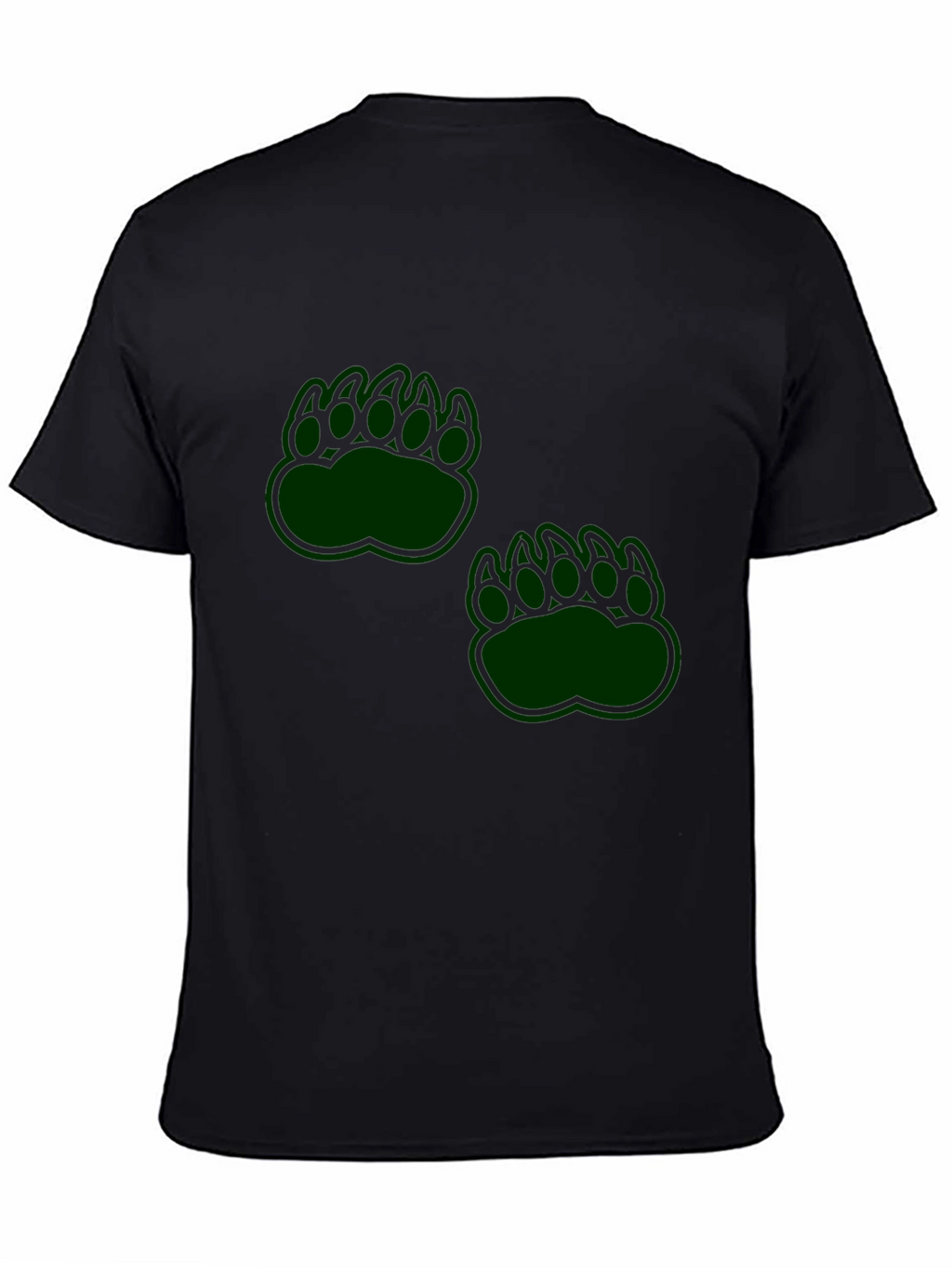 Mens Black T-Shirt with Green Paw Prints