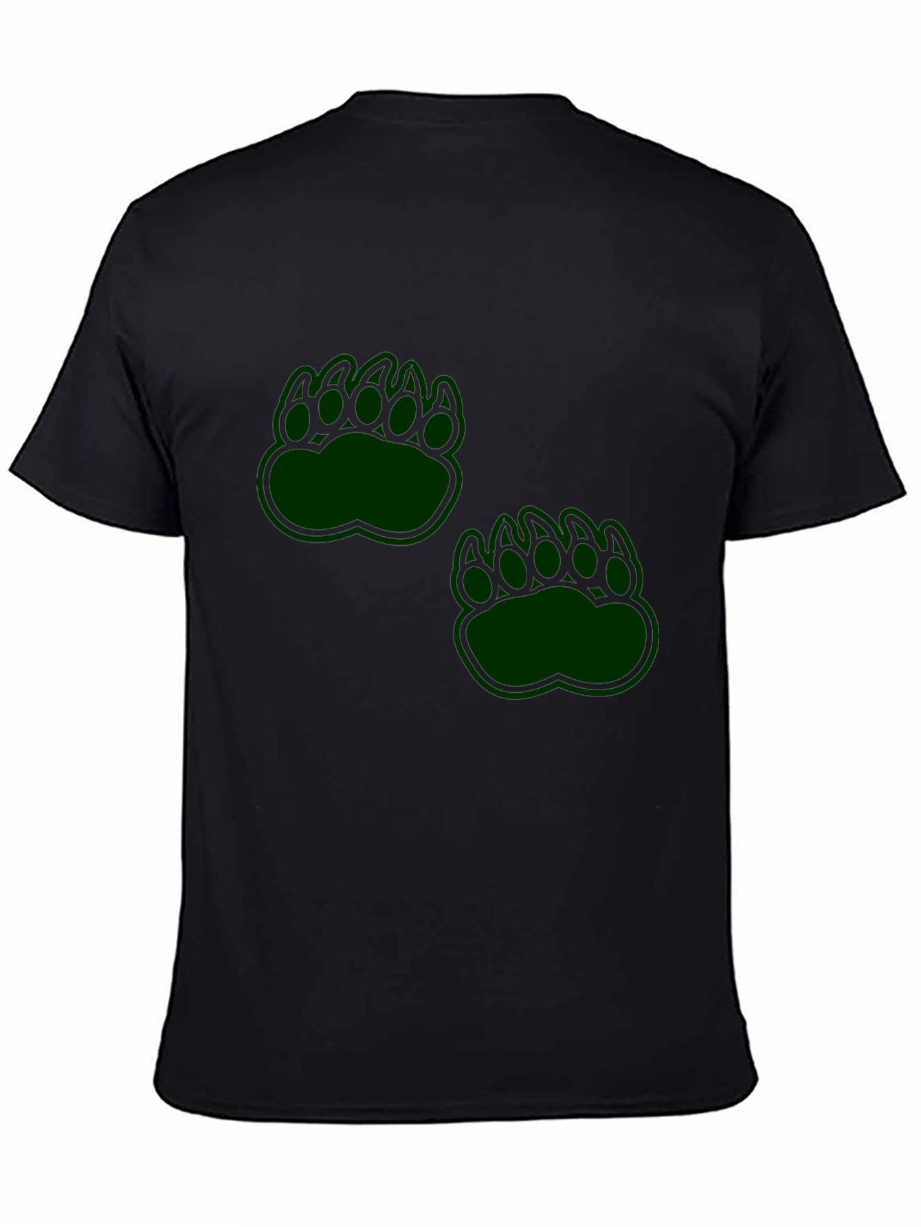 Mens Black T-Shirt with Green Paw Prints