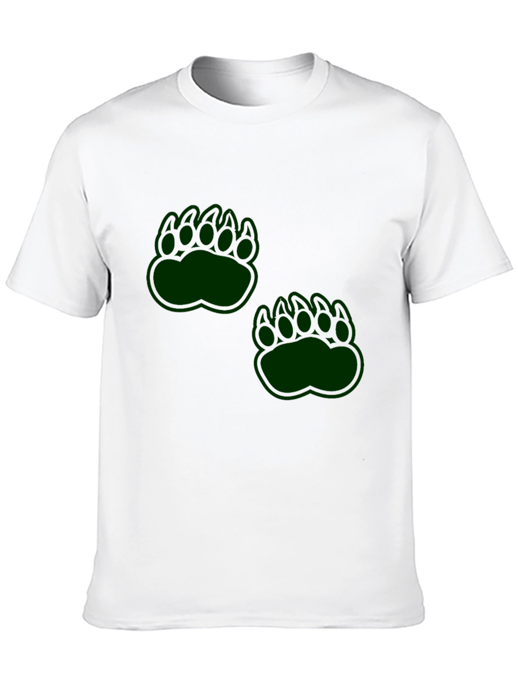 Mens Black T-Shirt with Green Paw Prints