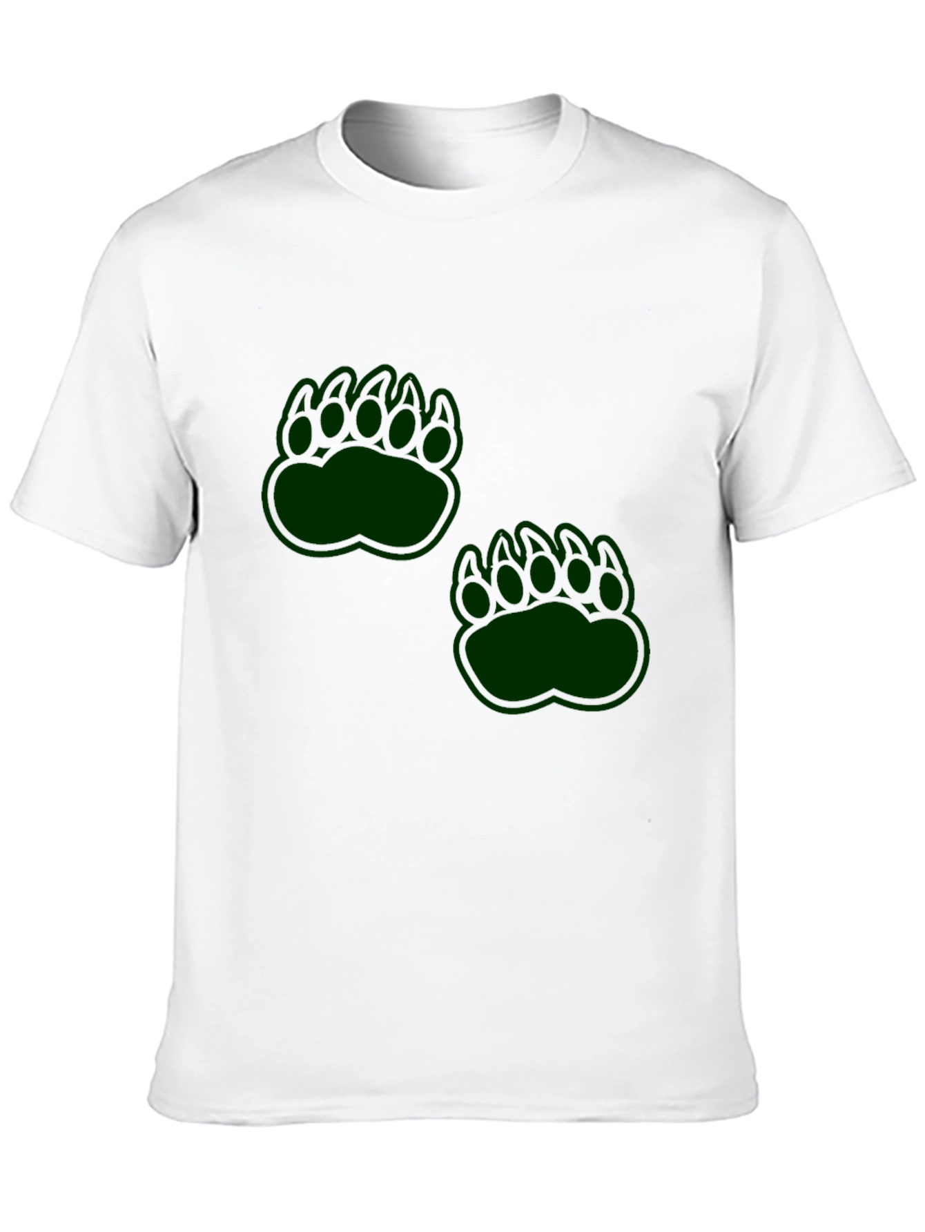 Mens Black T-Shirt with Green Paw Prints