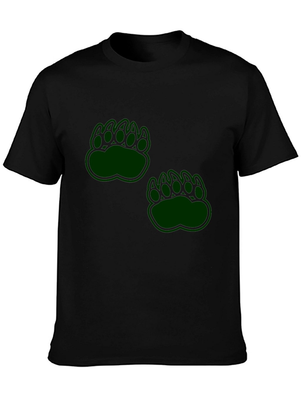 Mens Black T-Shirt with Green Paw Prints