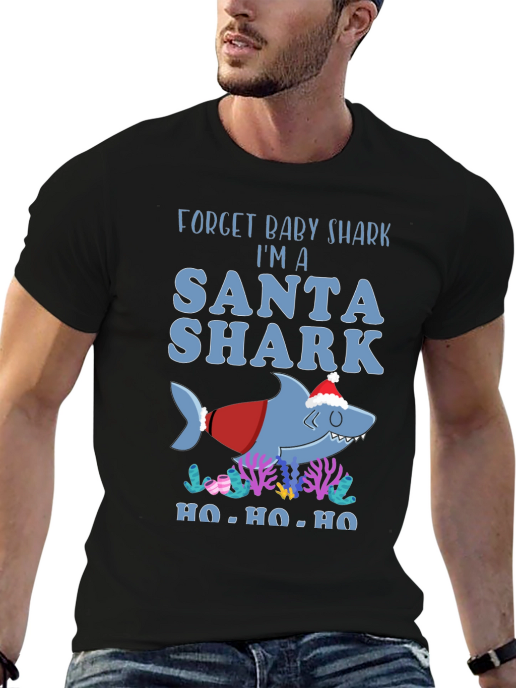 Santa Shark Graphic T-Shirt - Holiday Fun!