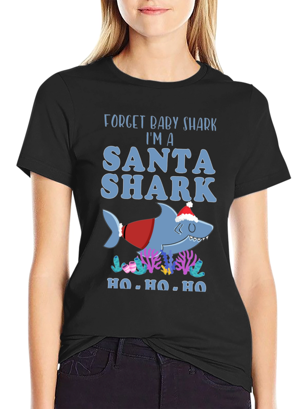 Santa Shark Graphic T-Shirt - Holiday Fun!
