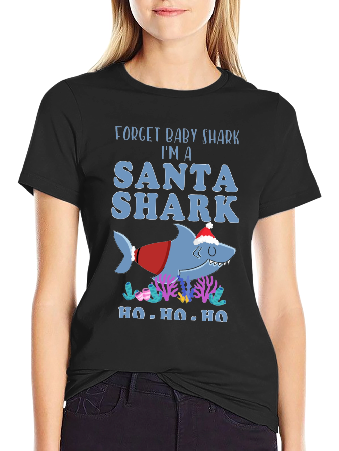 Santa Shark Graphic T-Shirt - Holiday Fun!
