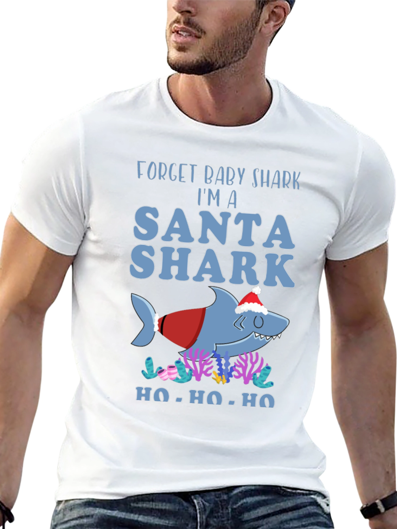 Santa Shark Graphic T-Shirt - Holiday Fun!