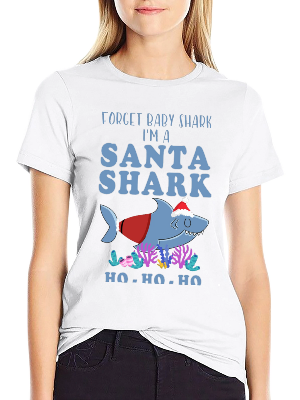 Santa Shark Graphic T-Shirt - Holiday Fun!