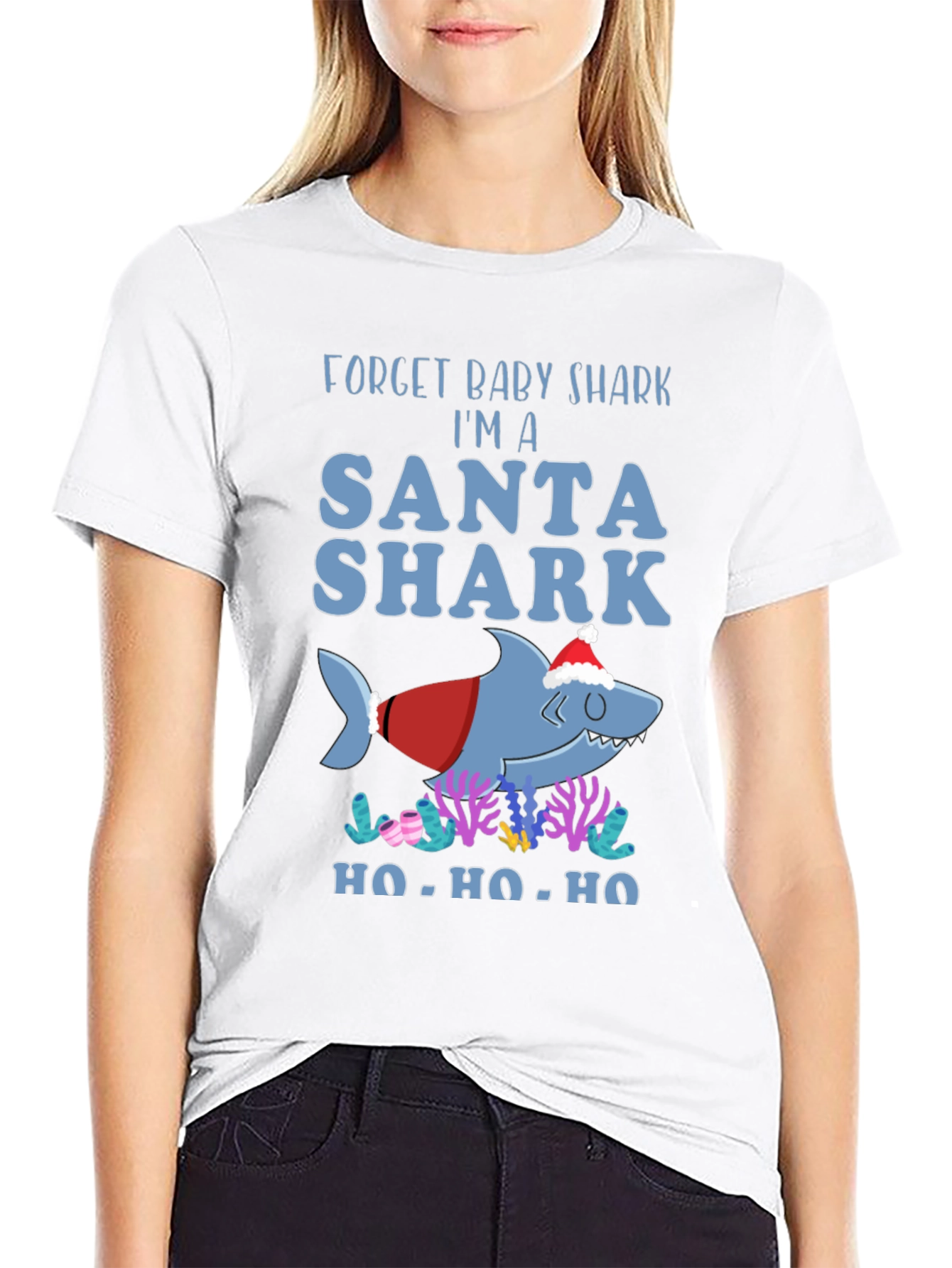 Santa Shark Graphic T-Shirt - Holiday Fun!