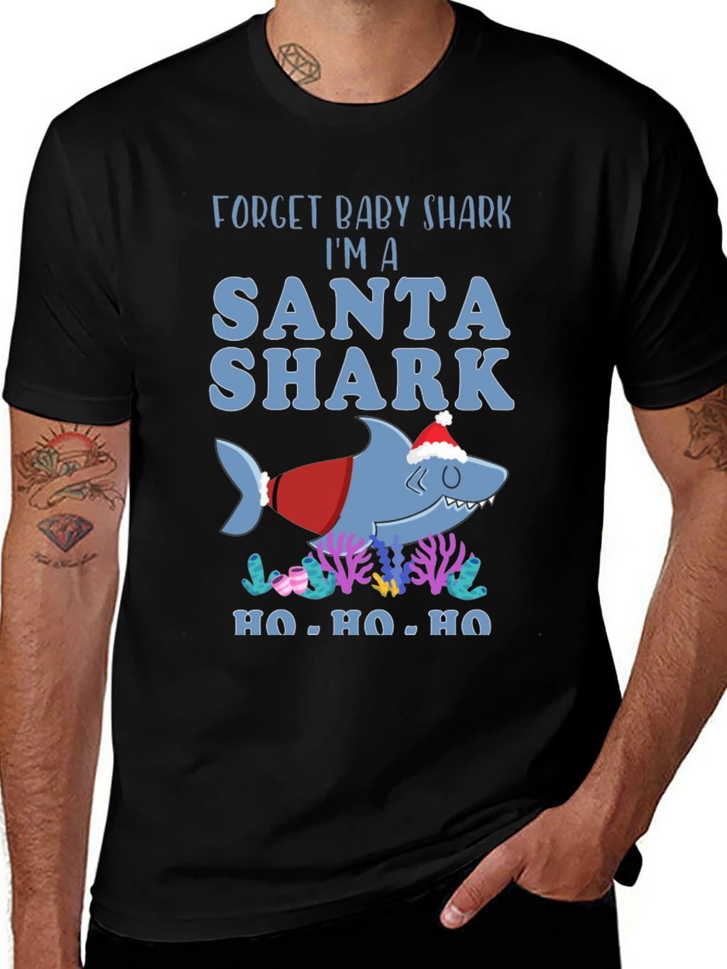 Santa Shark Graphic T-Shirt - Holiday Fun!
