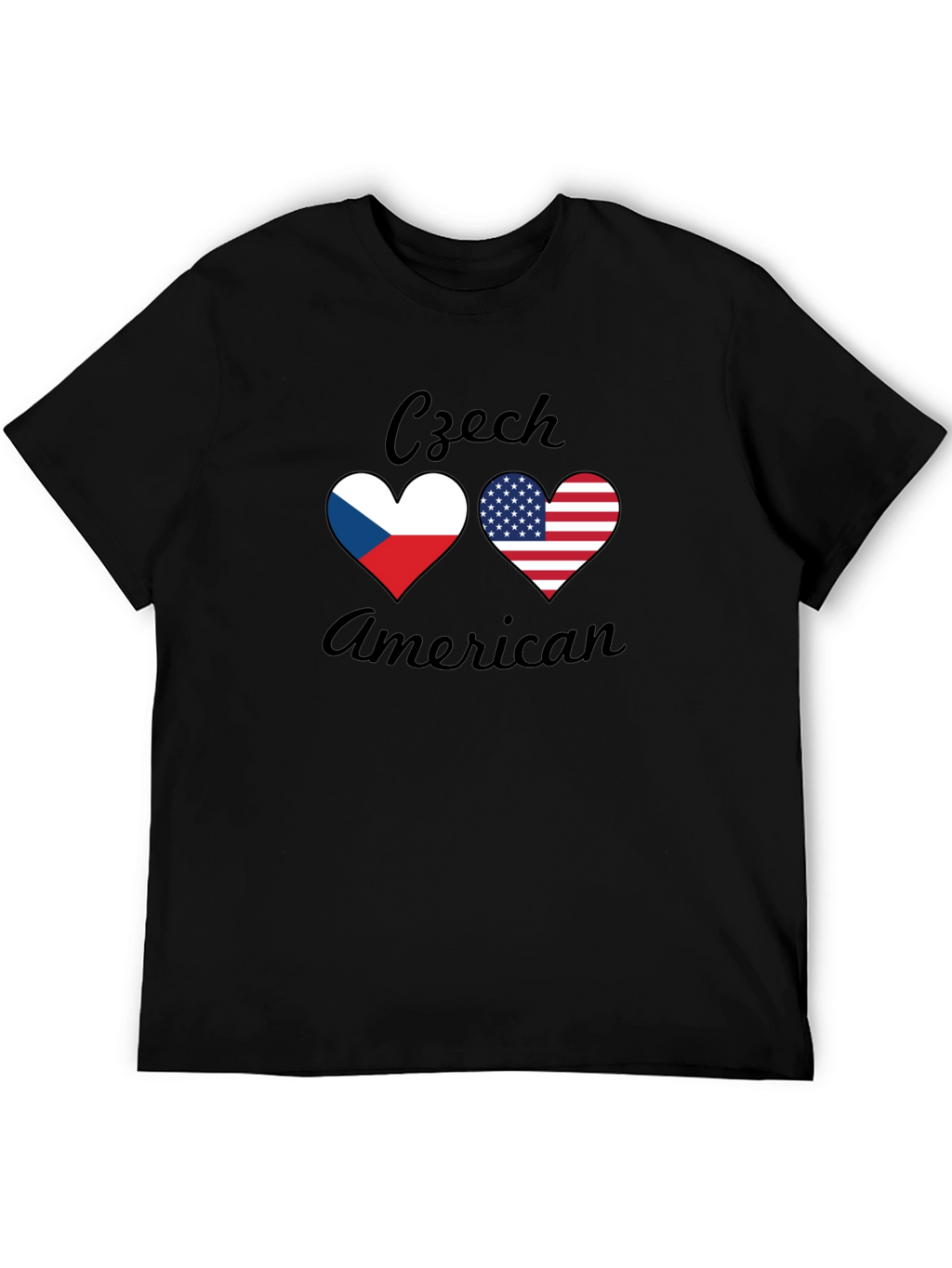 Czech American Flag Heart T-Shirt - Patriotic Tee